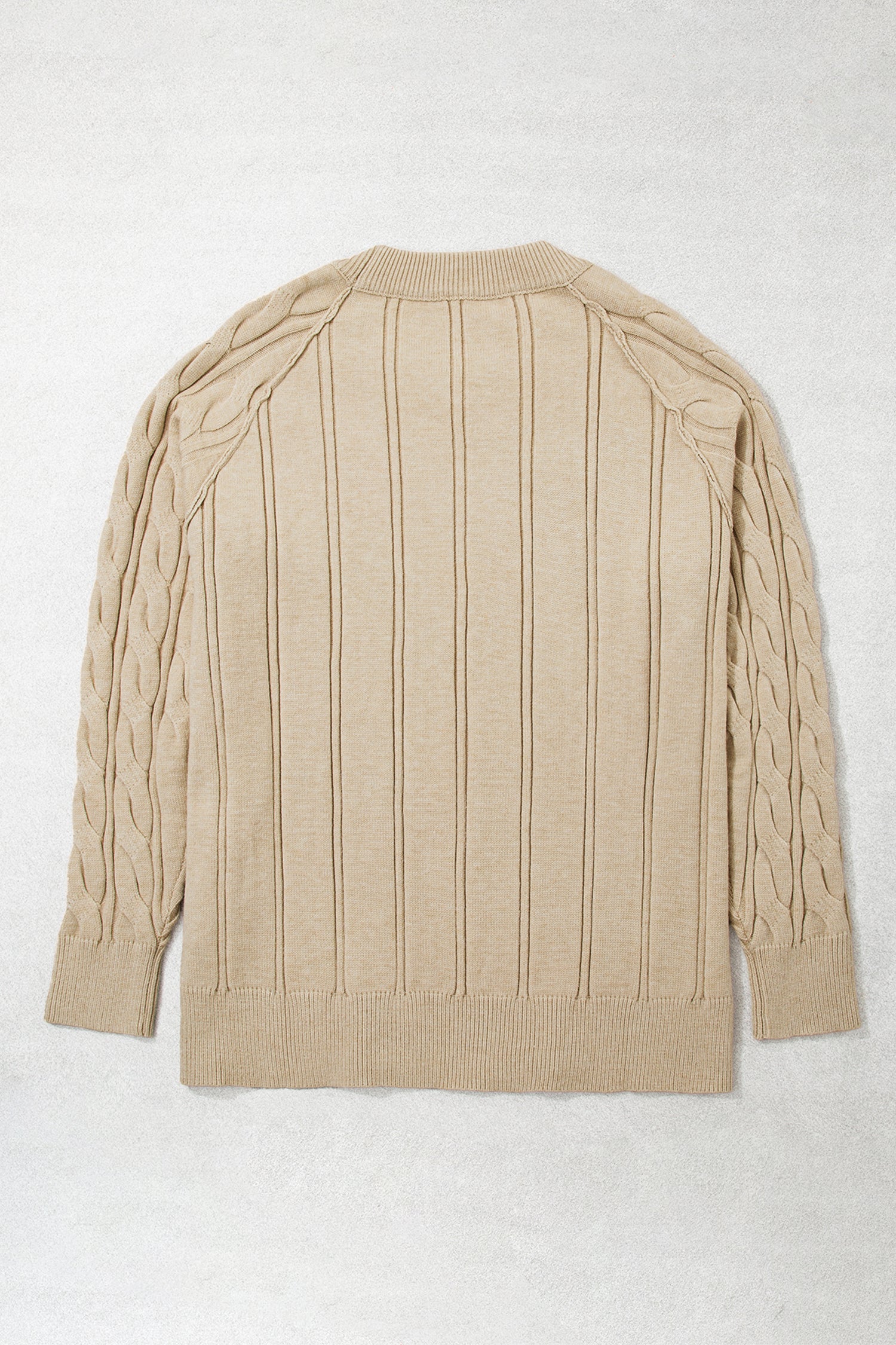 Parchment Oversized Cable Knit Long Sleeve Round Neck Tunic Length Plus Size Sweater-TOPS / DRESSES-[Adult]-[Female]-2022 Online Blue Zone Planet