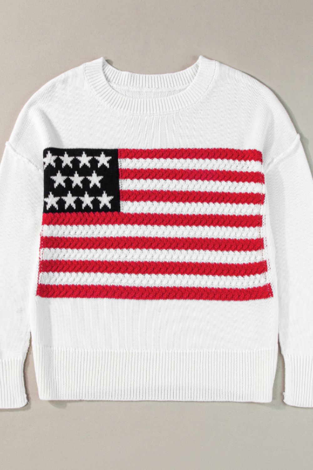 US Flag Side Slit Drop Shoulder Sweater-TOPS / DRESSES-[Adult]-[Female]-2022 Online Blue Zone Planet