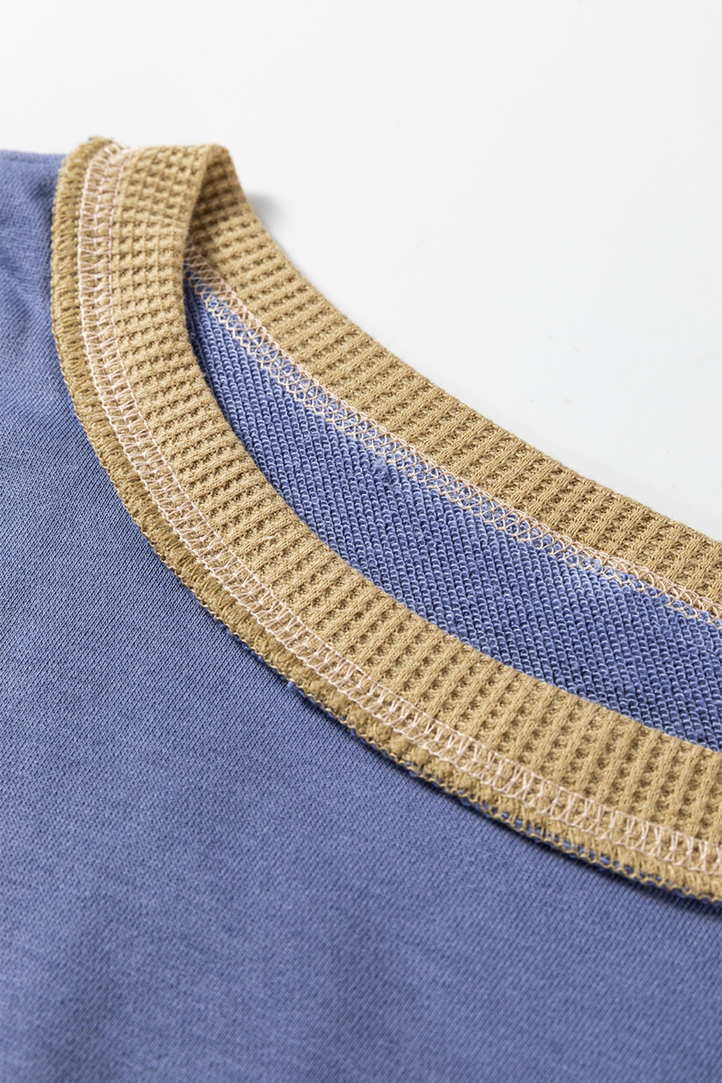 Wild Wind Color Block Mix Texture Waffle Patchwork Oversize Sweatshirt-Tops/Sweatshirts & Hoodies-[Adult]-[Female]-2022 Online Blue Zone Planet