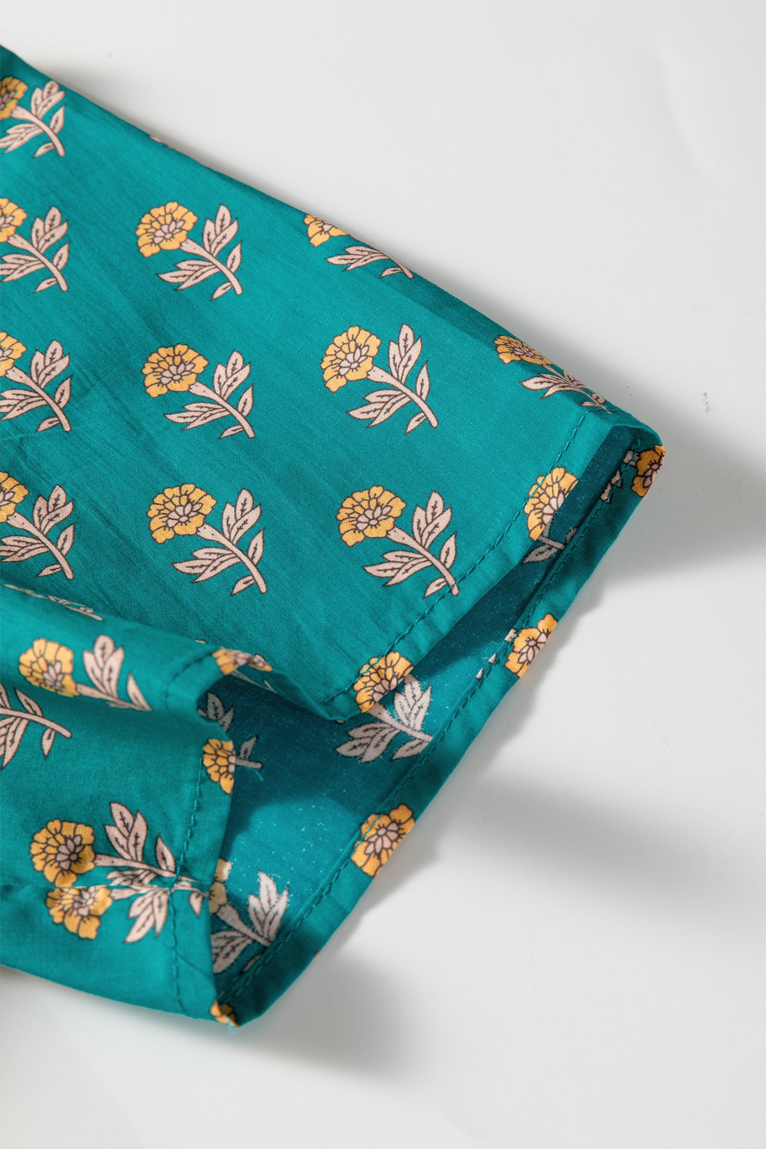 Green Contrast Trim V Neck Short Sleeve Floral Dress-TOPS / DRESSES-[Adult]-[Female]-2022 Online Blue Zone Planet