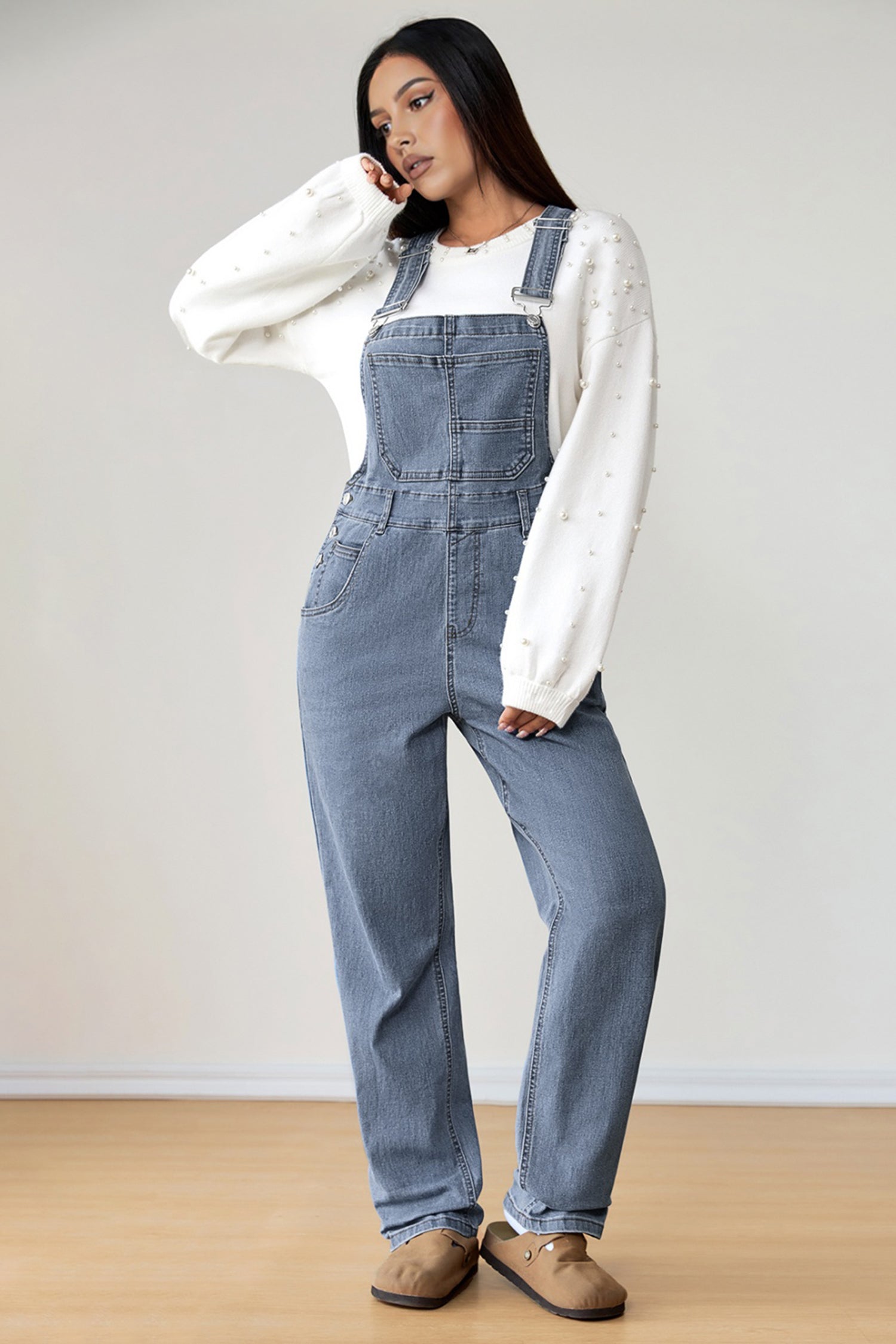 Dark Blue Retro Bib Pocket Buckle Straps Casual Denim Jumpsuit-Bottoms/Jumpsuits & Rompers-[Adult]-[Female]-2022 Online Blue Zone Planet