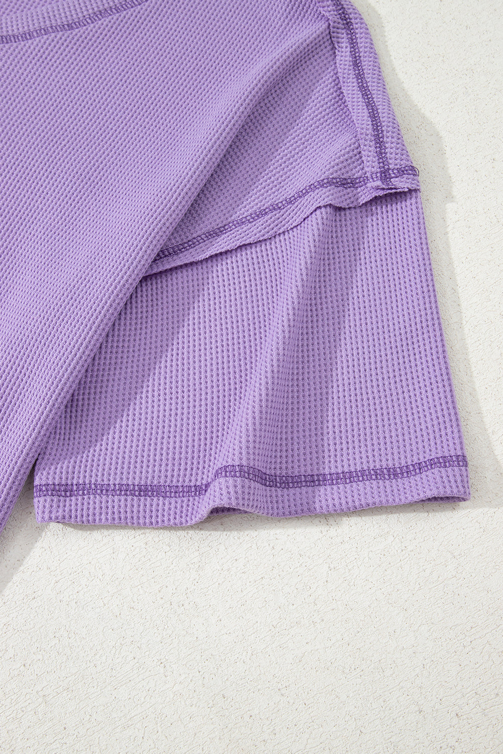 Purple Exposed Seam Half Sleeve Knitted V Neck Textured Top-Tops/Tops & Tees-[Adult]-[Female]-2022 Online Blue Zone Planet