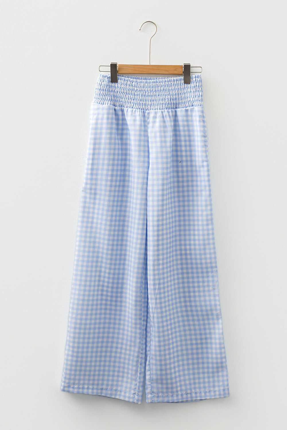 Myosotis Plaid Print Smocked High Waist Womens Loose Pants-Bottoms/Pants & Culotte-[Adult]-[Female]-2022 Online Blue Zone Planet