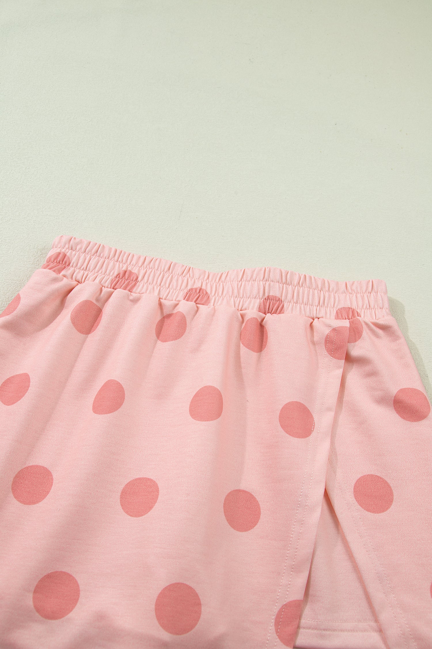 Sky Blue Ribbed Trim Polka Dot Print Tank Split Mini Skort 2pcs Set-Two Piece Sets/Two Piece Dresses-[Adult]-[Female]-2022 Online Blue Zone Planet