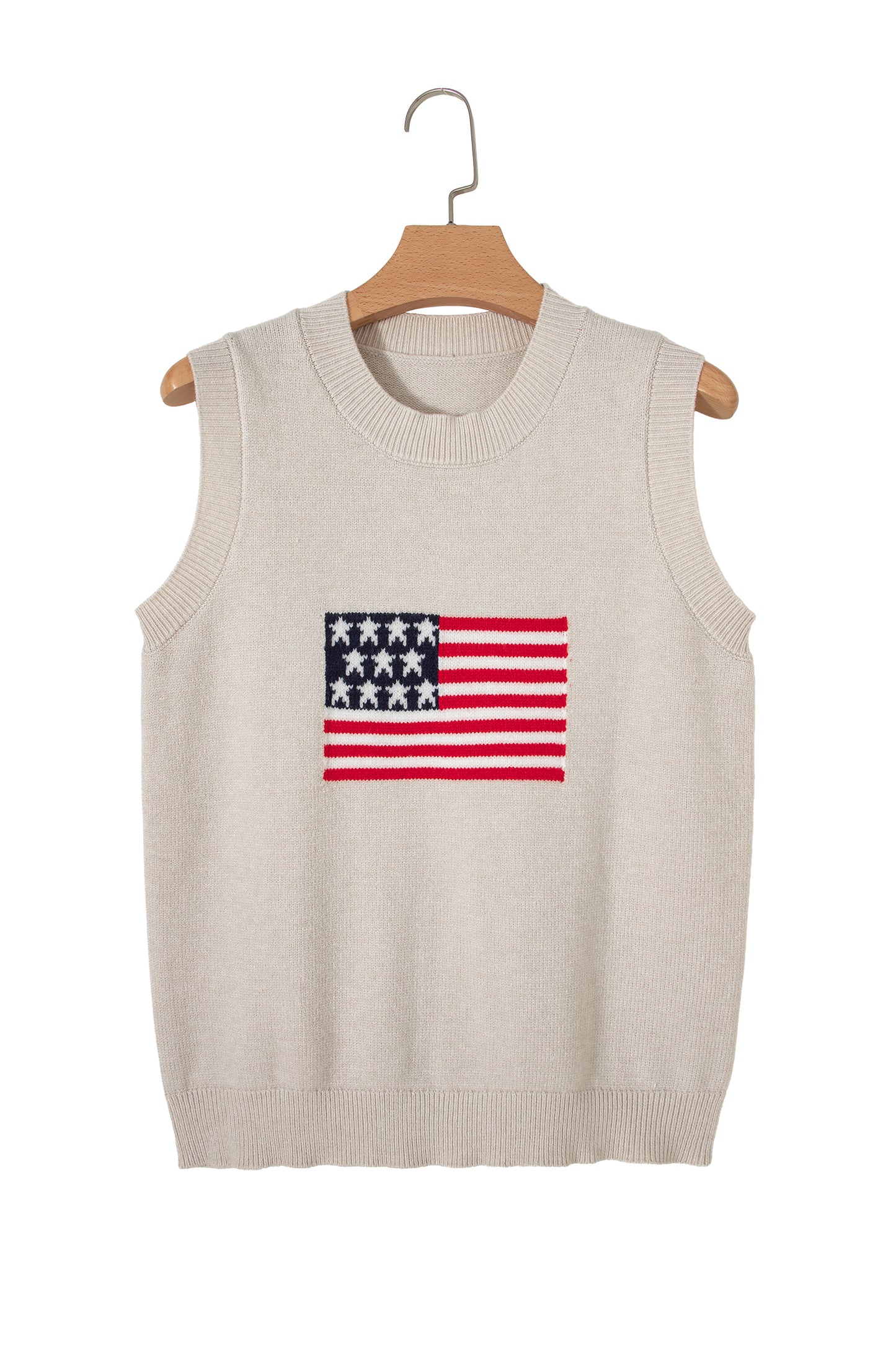 Parchment American Flag Sleeveless Sweater-TOPS / DRESSES-[Adult]-[Female]-2022 Online Blue Zone Planet