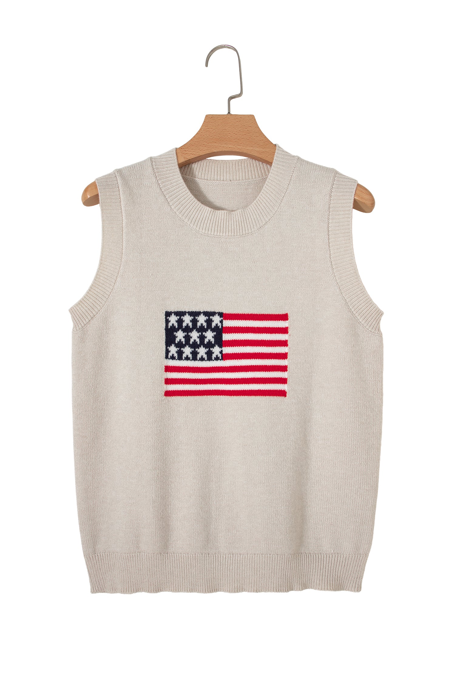 Parchment American Flag Sleeveless Sweater-TOPS / DRESSES-[Adult]-[Female]-2022 Online Blue Zone Planet
