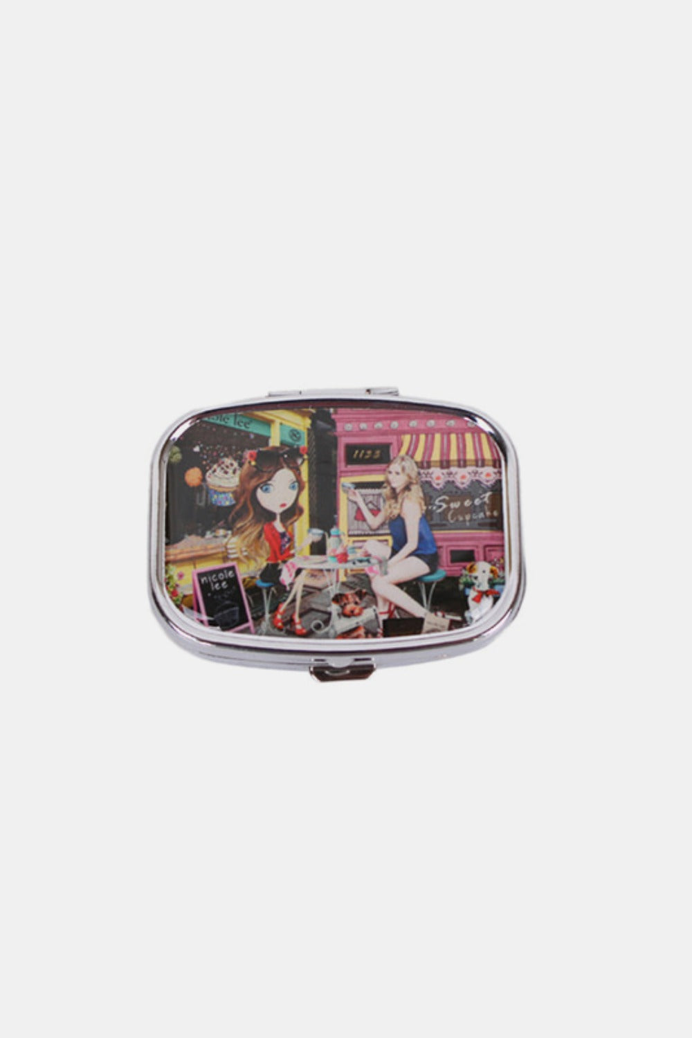 Nicole Lee USA Print Metallic Rectangular Pill Case-PILL CASES-[Adult]-[Female]-Cupcake Girl-One Size-2022 Online Blue Zone Planet