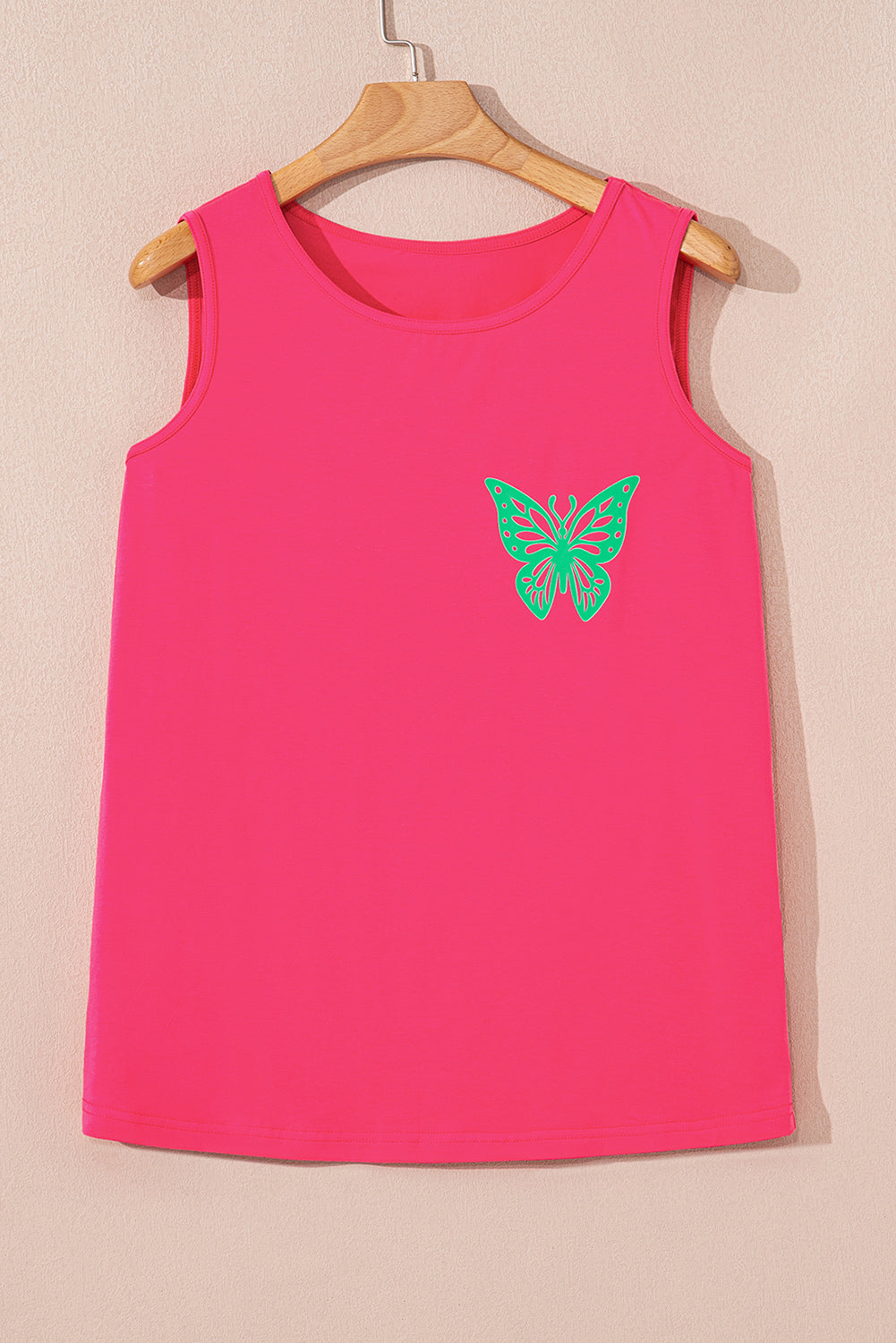 Sachet Pink Butterfly Graphic Casual Tank Top-Tops/Tank Tops-[Adult]-[Female]-2022 Online Blue Zone Planet