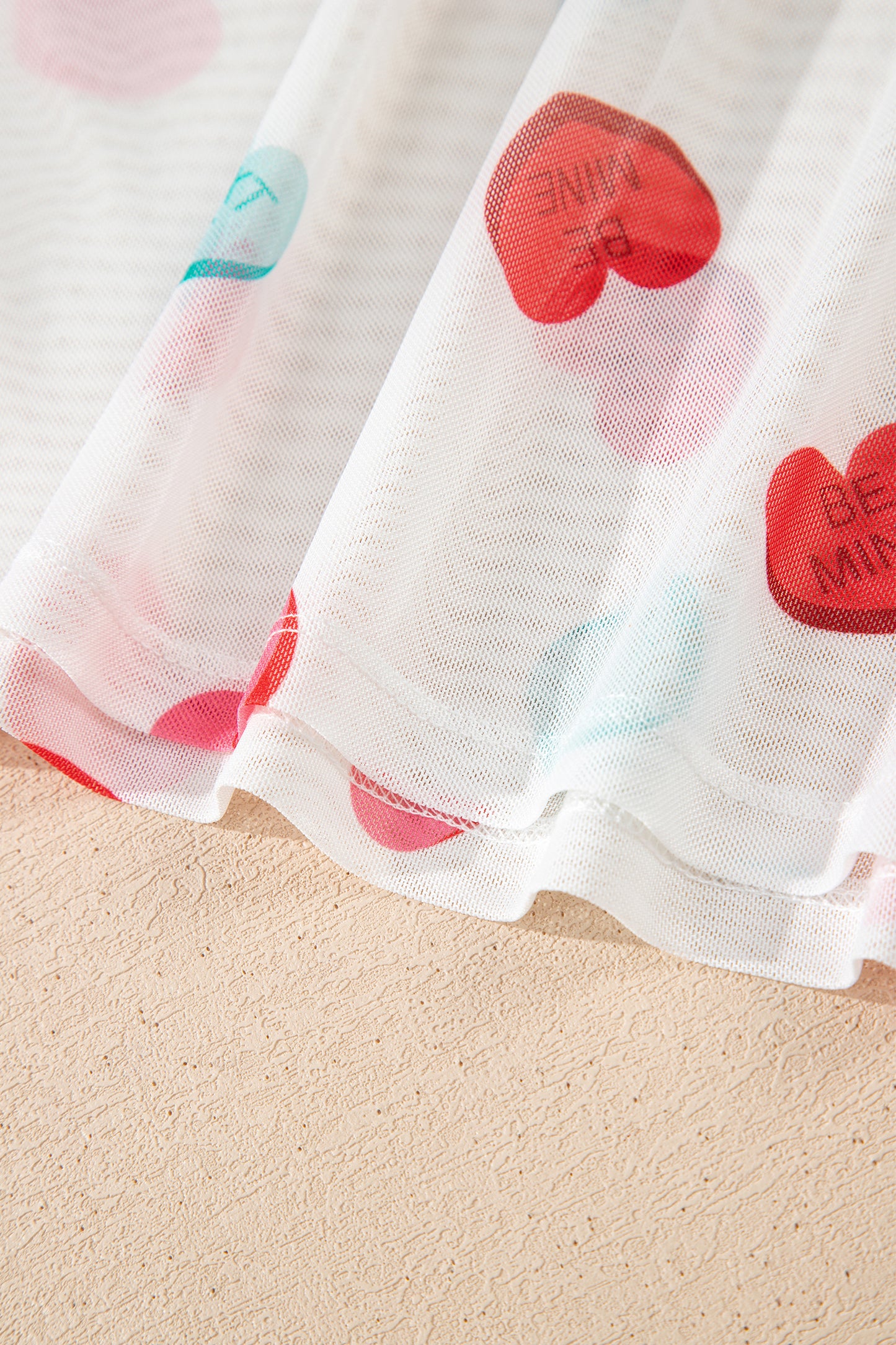 White Sheer Mesh Valentines Slogan Heart Printed Long Sleeve Top-Tops/Long Sleeve Tops-[Adult]-[Female]-2022 Online Blue Zone Planet