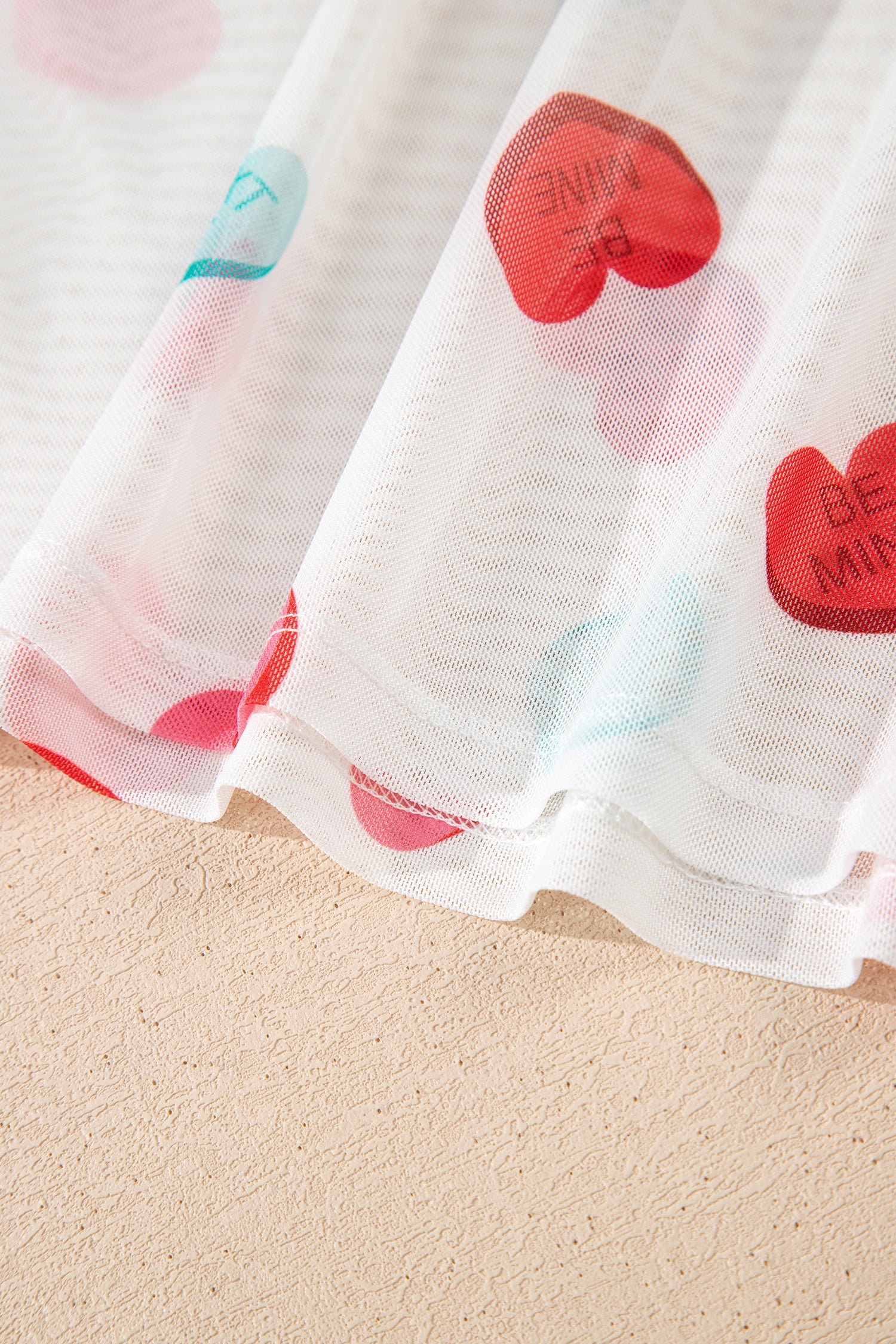 White Sheer Mesh Valentines Slogan Heart Printed Long Sleeve Top-Tops/Long Sleeve Tops-[Adult]-[Female]-2022 Online Blue Zone Planet