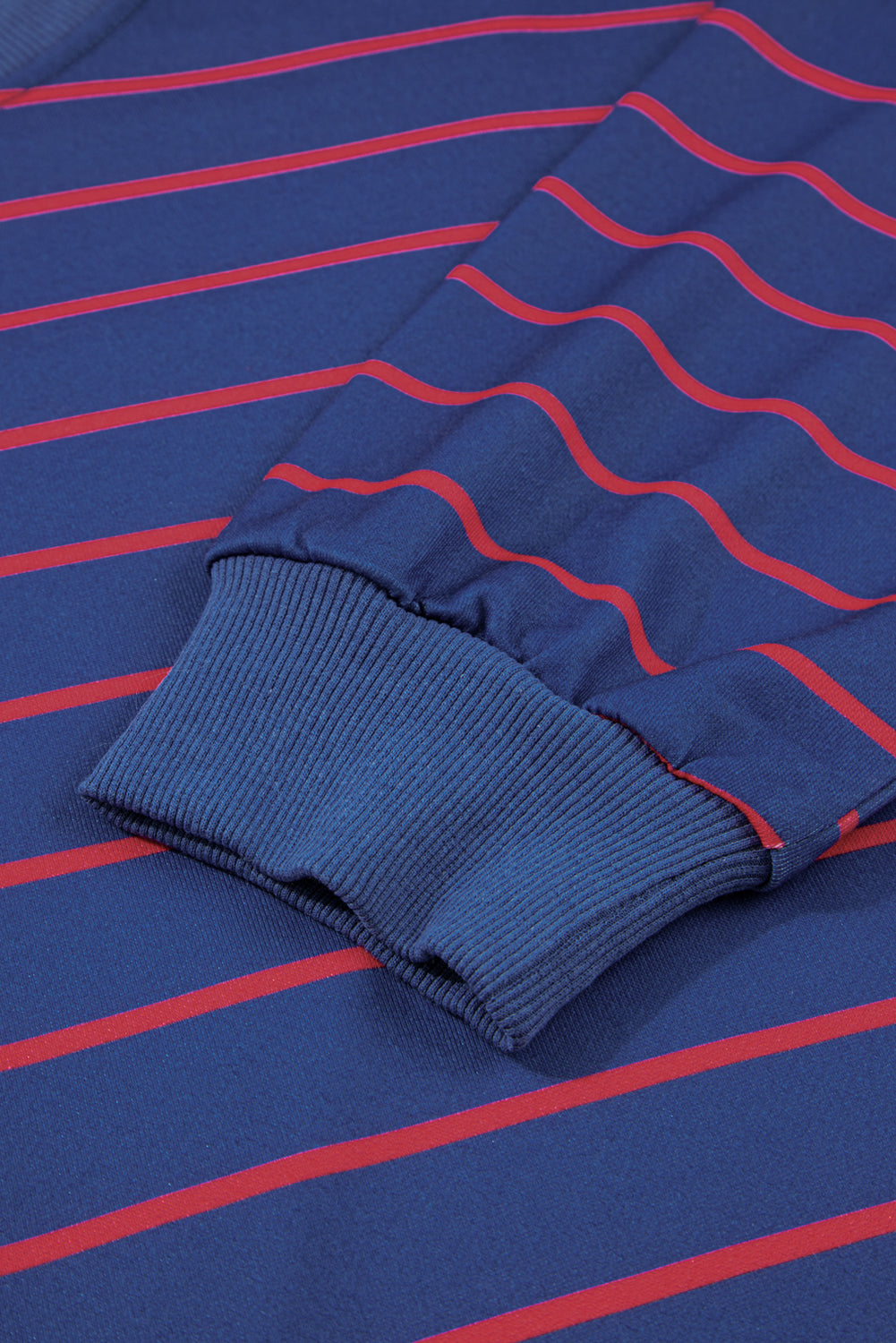 Blue Stripe Stylish Overlap Detail Drop Shoulder Pullover Sweatshirt-Tops/Sweatshirts & Hoodies-[Adult]-[Female]-2022 Online Blue Zone Planet