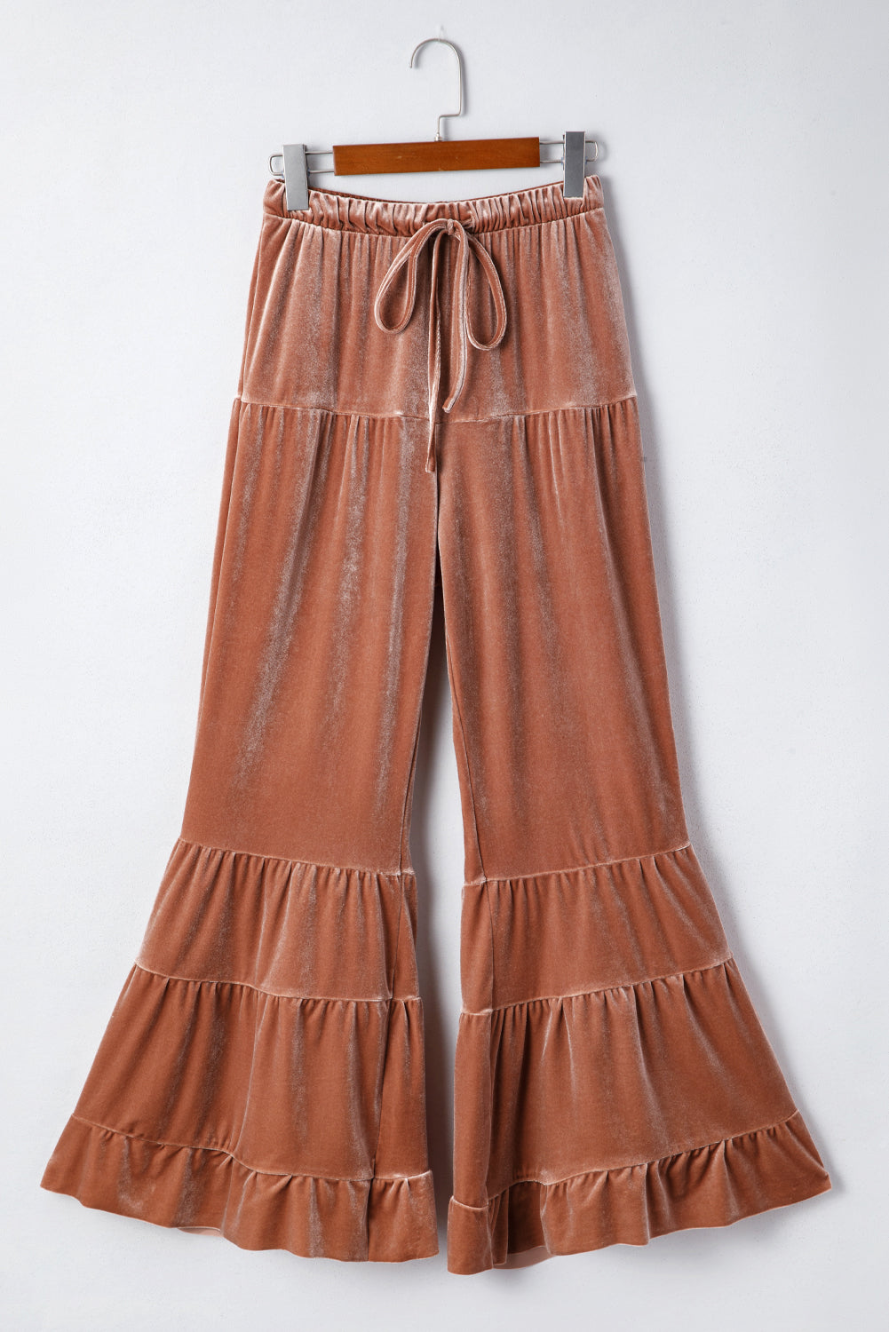 Straw Yellow Mineral Wash Lace-up High Waist Tiered Bell Bottom Pants-Bottoms/Pants & Culotte-[Adult]-[Female]-2022 Online Blue Zone Planet