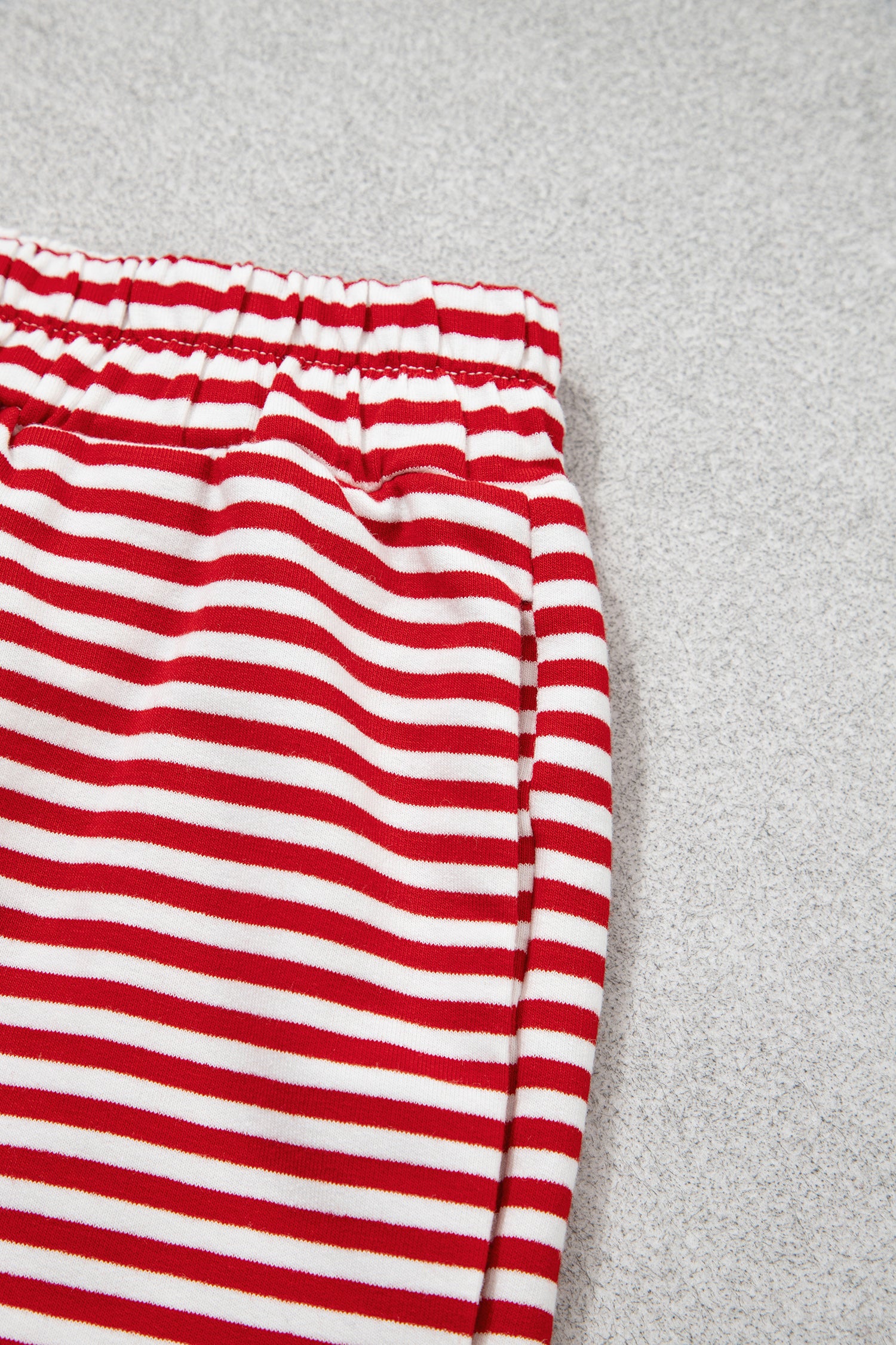 Red Stripe Oversize Mock Neck Sweatshirt and Shorts Set-Two Piece Sets/Short Sets-[Adult]-[Female]-2022 Online Blue Zone Planet