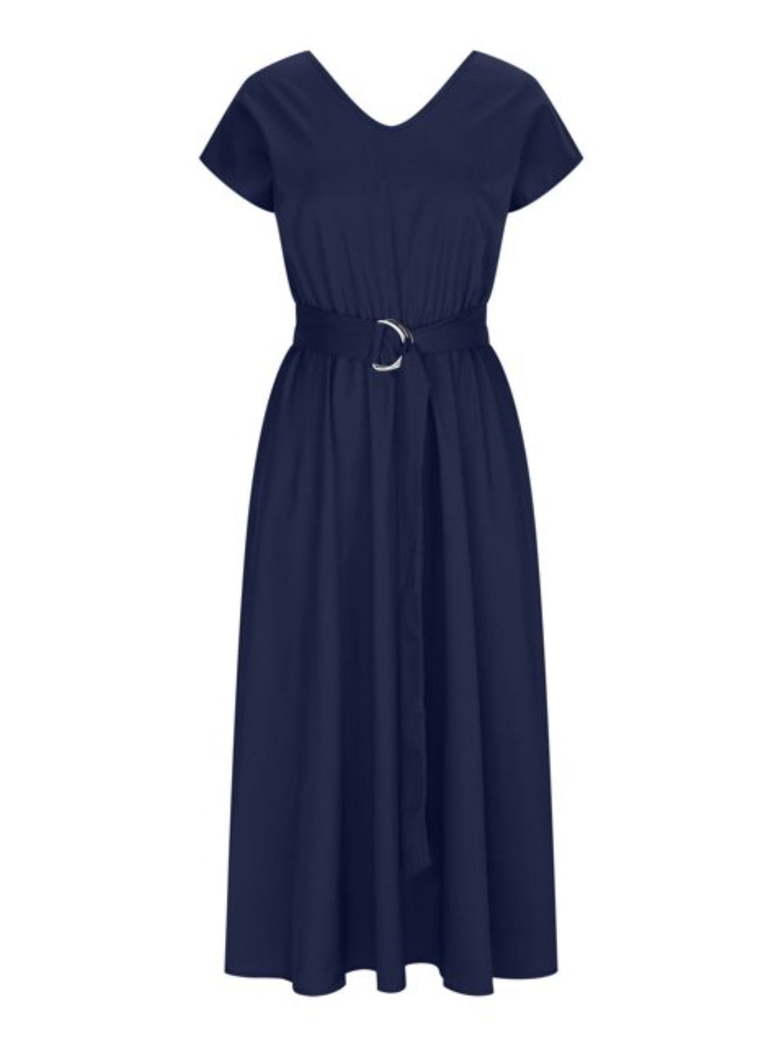 Ruched V-Neck Cap Sleeve Dress-TOPS / DRESSES-[Adult]-[Female]-2022 Online Blue Zone Planet