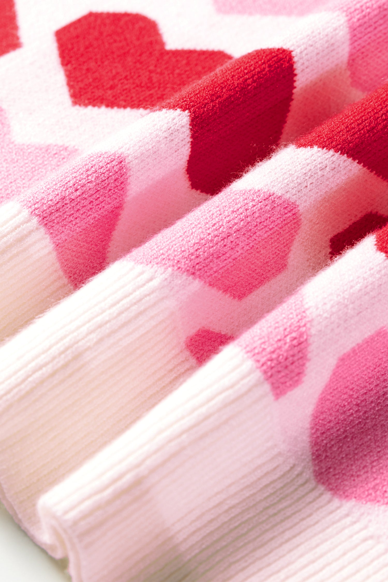 Sachet Pink 2-Tone Heart Print Valentine Crew Neck Short Sleeve Sweater-TOPS / DRESSES-[Adult]-[Female]-2022 Online Blue Zone Planet