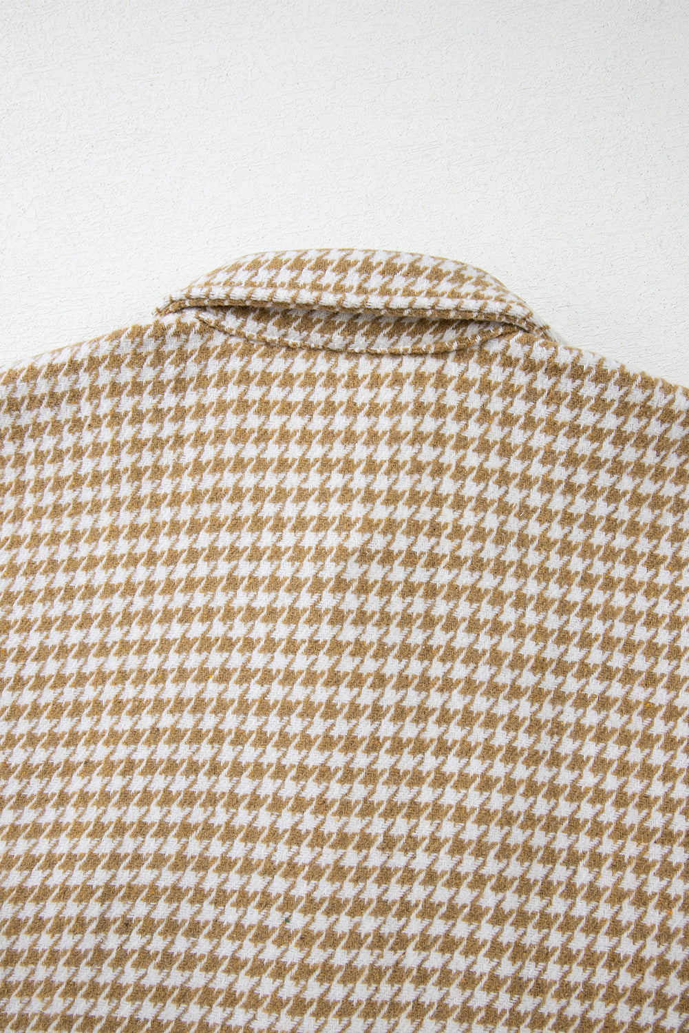 Khaki Houndstooth Color Contrast Textured Patchwork Loose Shacket-Outerwear/Jackets-[Adult]-[Female]-2022 Online Blue Zone Planet