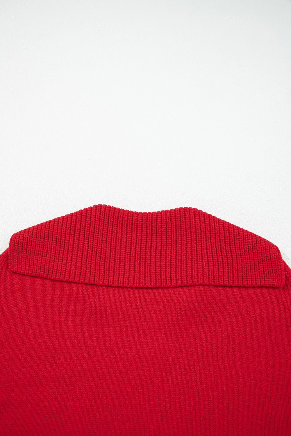 Racing Red Collared V Neck Ribbed Edge Sexy Elegant Sweater-TOPS / DRESSES-[Adult]-[Female]-2022 Online Blue Zone Planet