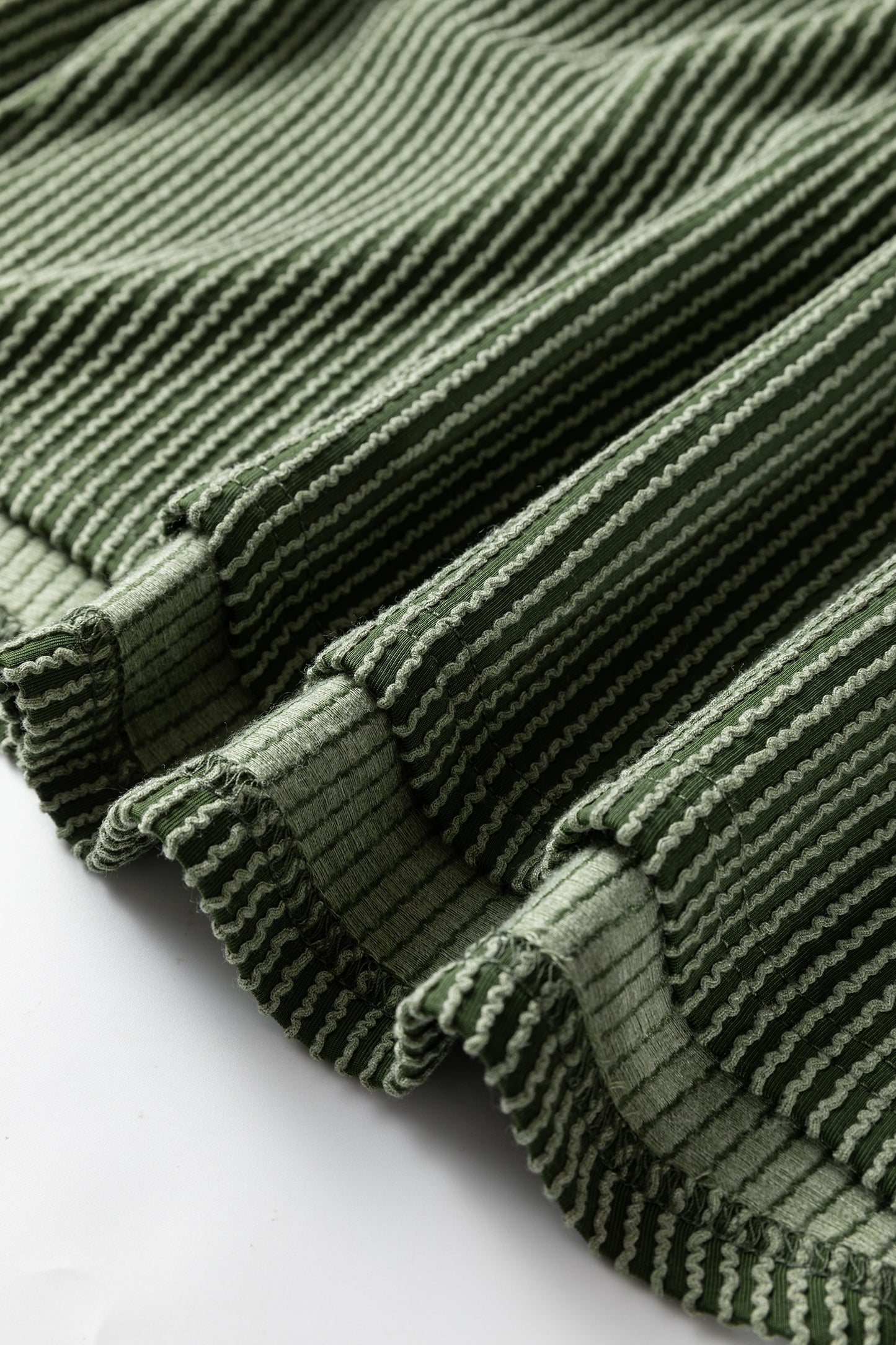 Vineyard Green Twisted Ribbed Leopard Lace Contrast Patchwork Long Sleeve Top-Tops/Long Sleeve Tops-[Adult]-[Female]-2022 Online Blue Zone Planet