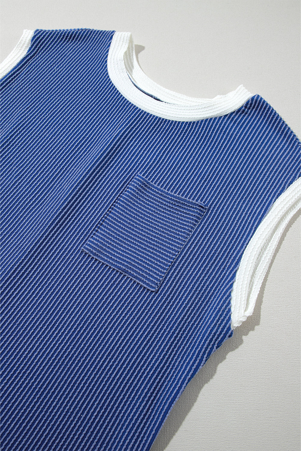 Blue Zone Planet |  Sail Blue Rib Textured Cap Sleeve T-Shirt Dress Blue Zone Planet