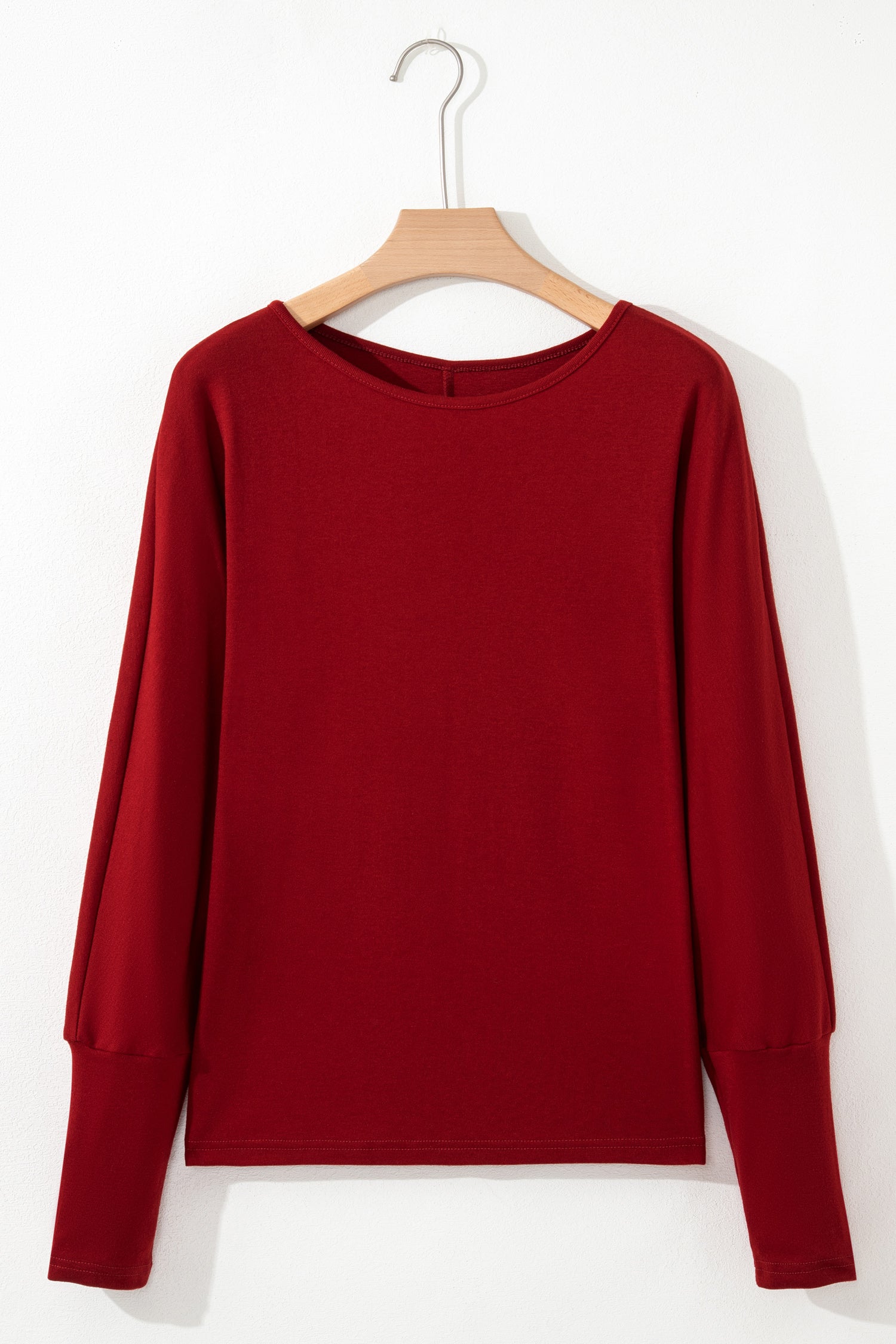 Red Dahlia Solid Color Extended Cuffs Long Sleeve Top-Tops/Long Sleeve Tops-[Adult]-[Female]-2022 Online Blue Zone Planet