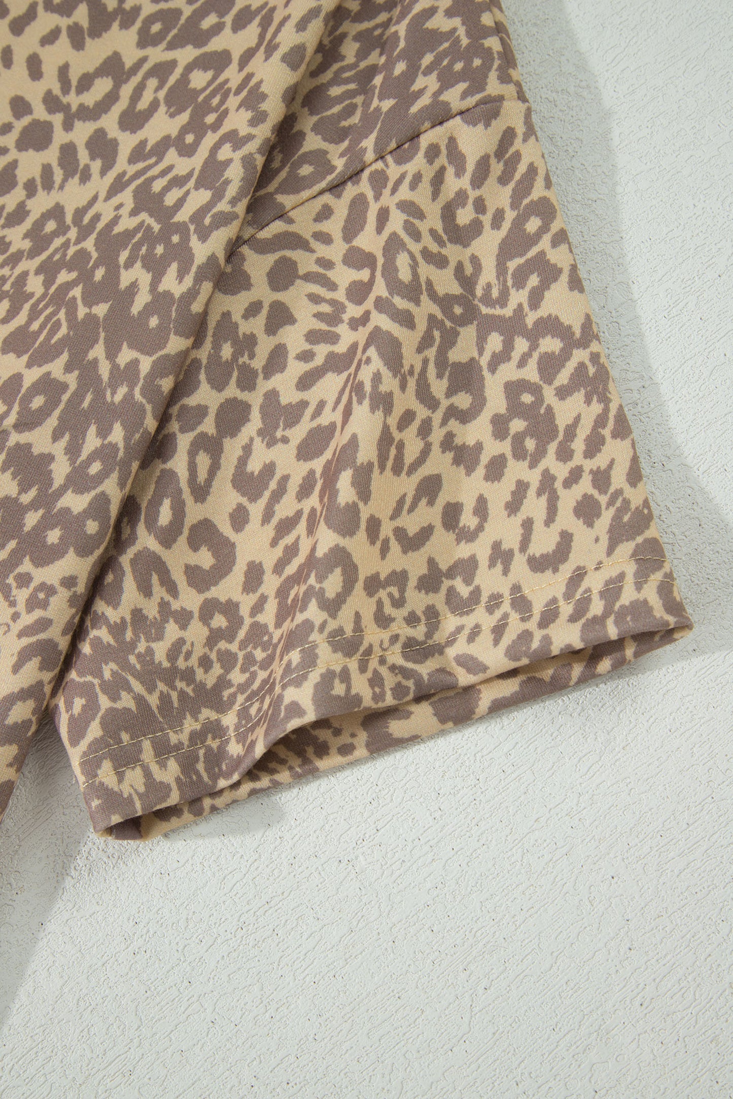 Khaki Leopard Retro Studded Star Patch Loose Tee-Tops/Tops & Tees-[Adult]-[Female]-2022 Online Blue Zone Planet