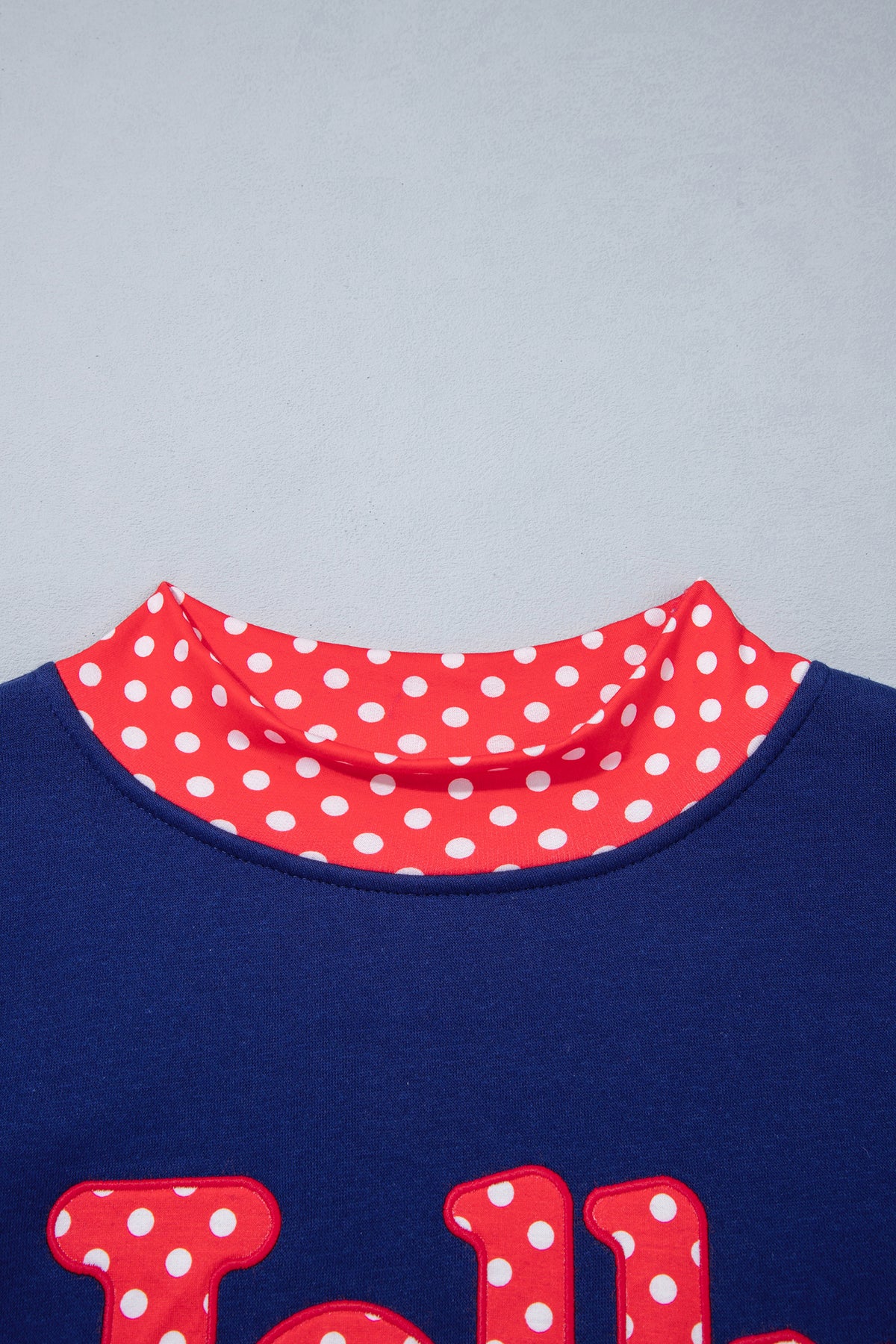 Fiery Red Polka Dot Letter Print Contrast Trim Mock Neck Sweatshirt-Tops/Sweatshirts & Hoodies-[Adult]-[Female]-2022 Online Blue Zone Planet