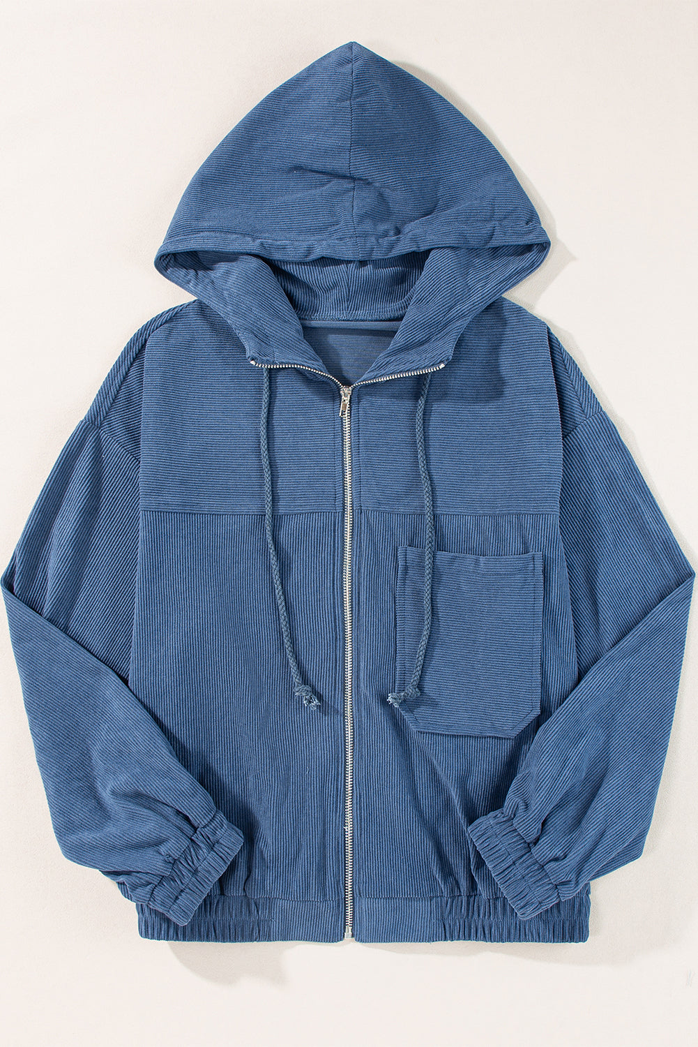 Pocketed Zip Up Long Sleeve Hooded Jacket-TOPS / DRESSES-[Adult]-[Female]-2022 Online Blue Zone Planet