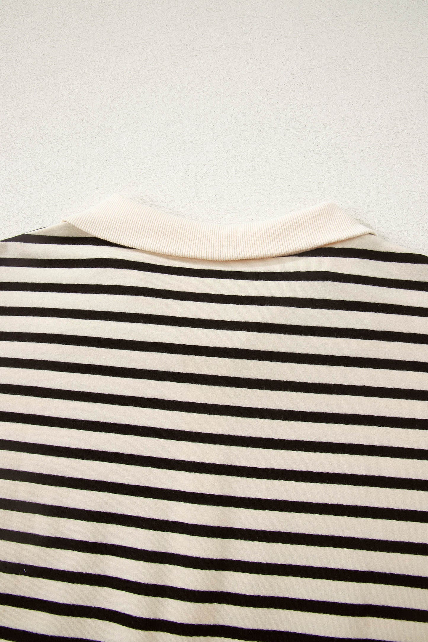 Black Stripe Ribbed Color Block Trim Zip Polo Tee Drawstring Shorts 2pcs Outfit-Two Piece Sets/Short Sets-[Adult]-[Female]-2022 Online Blue Zone Planet