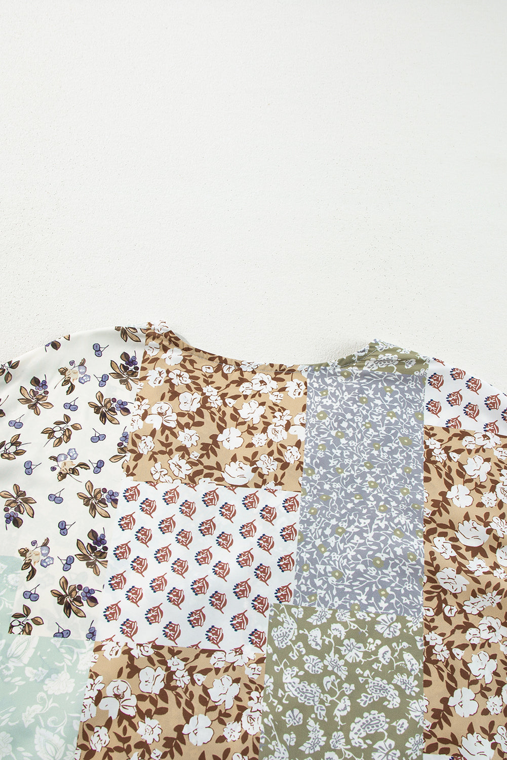 Multicolor Floral Patchwork Print Long Puff Sleeve Shirt-Tops/Blouses & Shirts-[Adult]-[Female]-2022 Online Blue Zone Planet