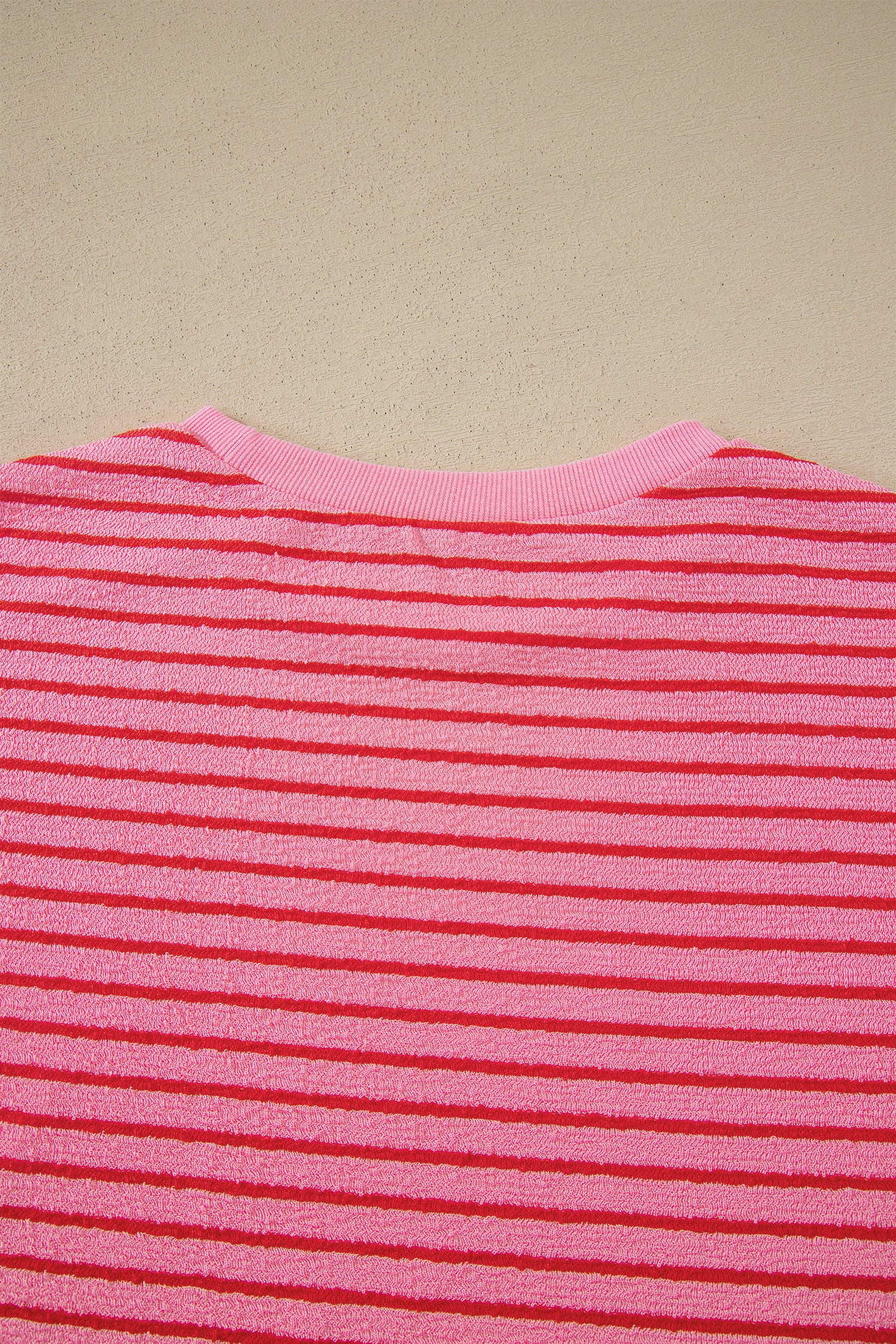 Rose Stripe Side Split Knit Tee Drawstring Shorts Set-Two Piece Sets/Short Sets-[Adult]-[Female]-2022 Online Blue Zone Planet