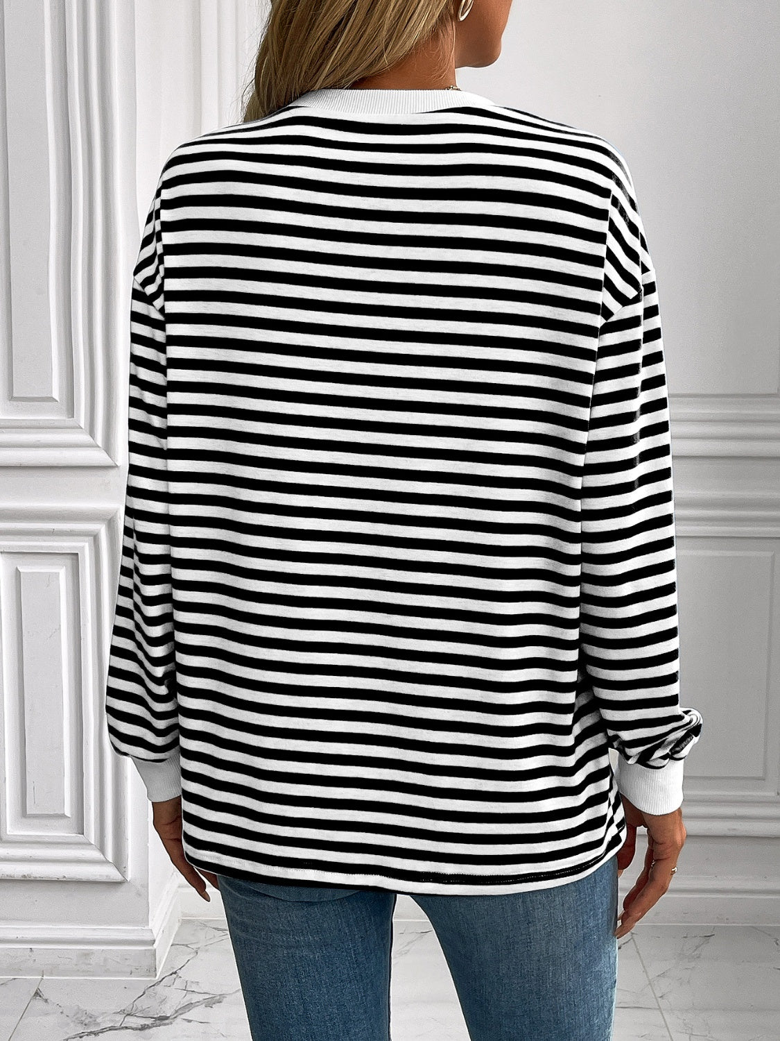 Ivy Lane Striped Round Neck Long Sleeve Sweatshirt-TOPS / DRESSES-[Adult]-[Female]-2022 Online Blue Zone Planet