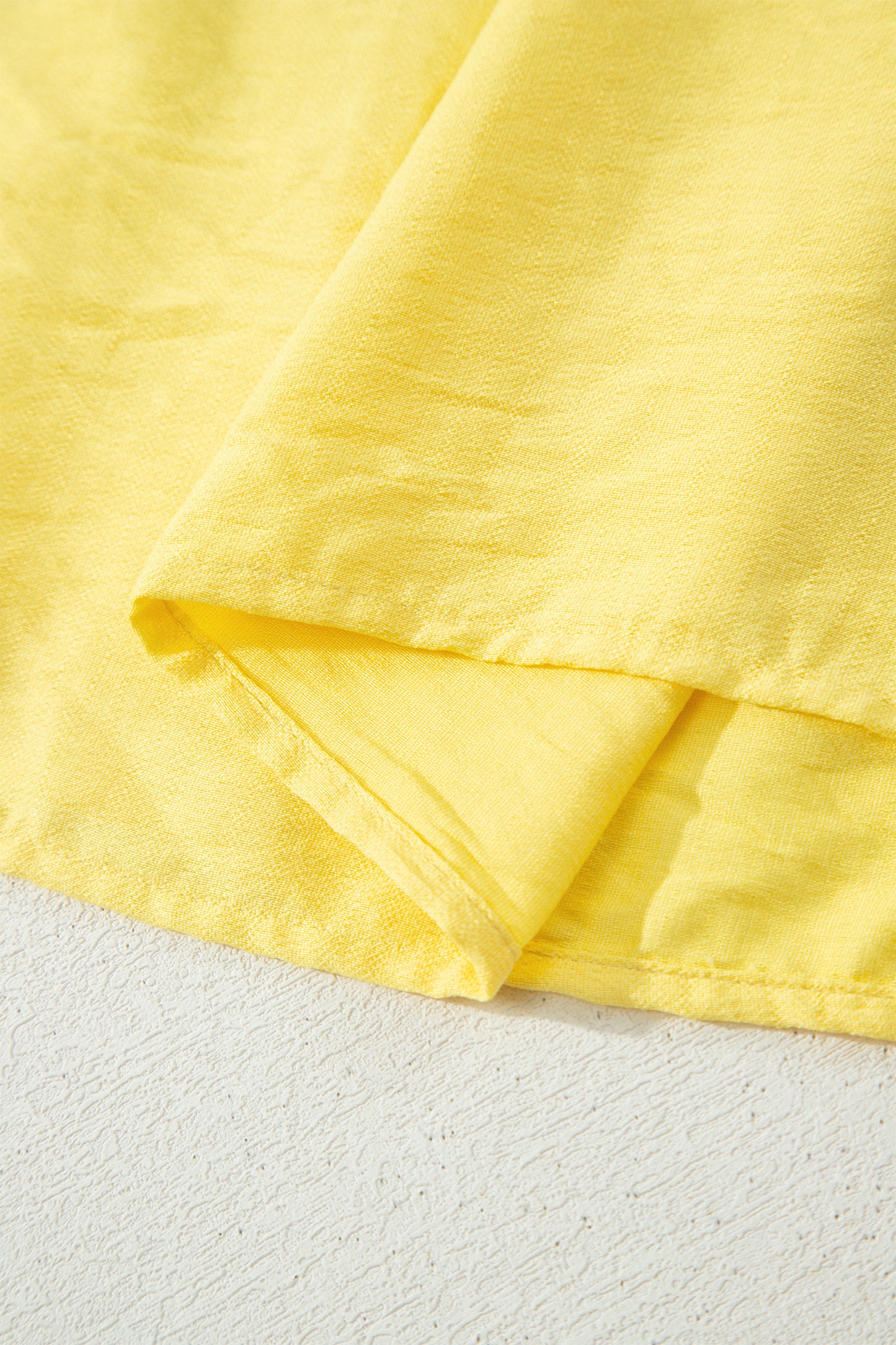 Yellow Cream Tie Half Sleeve Pleated Detail Babydoll Blouse-Tops/Blouses & Shirts-[Adult]-[Female]-2022 Online Blue Zone Planet