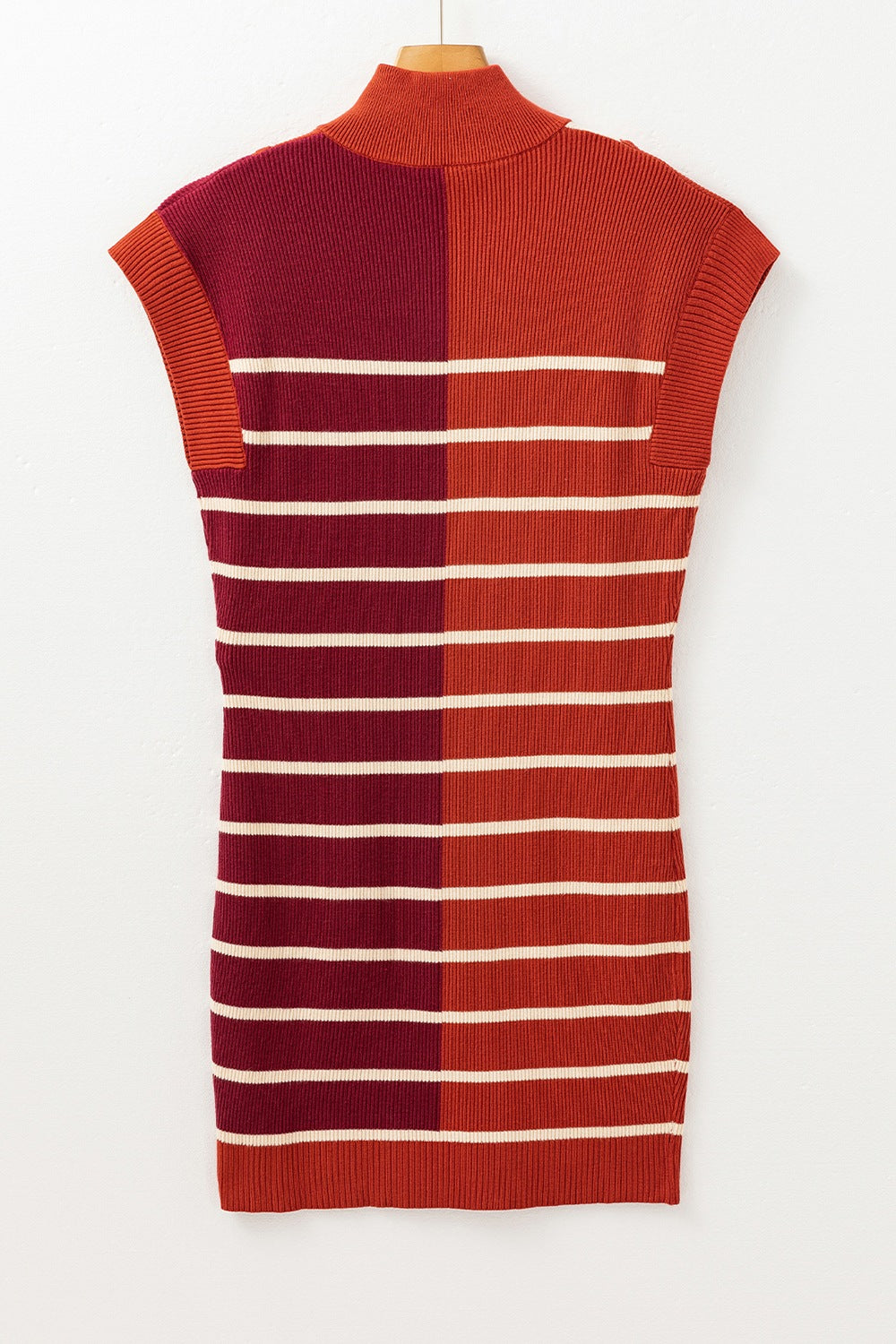 Striped Quarter Zip Cap Sleeve Sweater Dress-TOPS / DRESSES-[Adult]-[Female]-2022 Online Blue Zone Planet