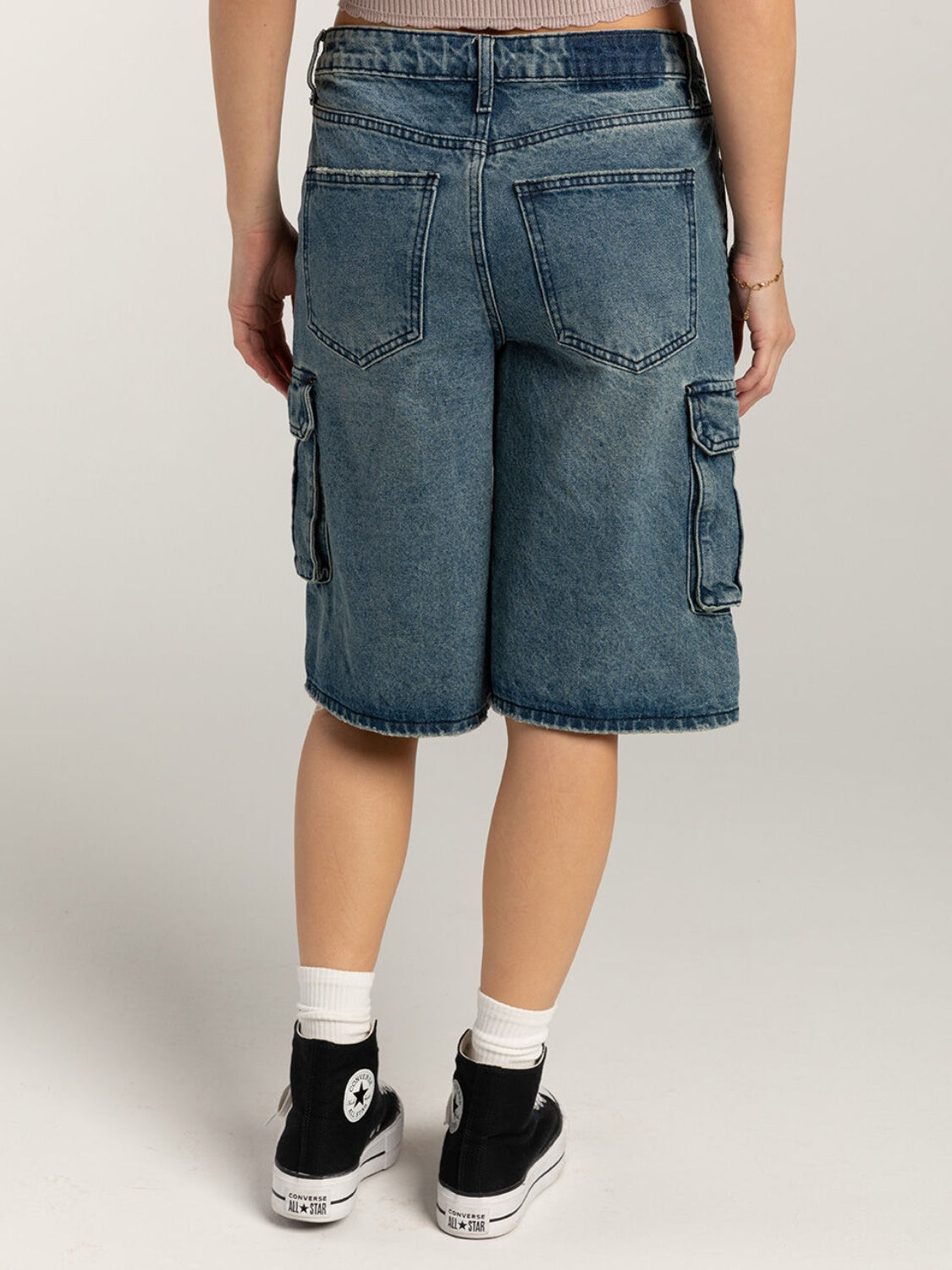 Blue Zone Planet | Mid-Rise Waist Denim Shorts with Pockets-TOPS / DRESSES-[Adult]-[Female]-2022 Online Blue Zone Planet