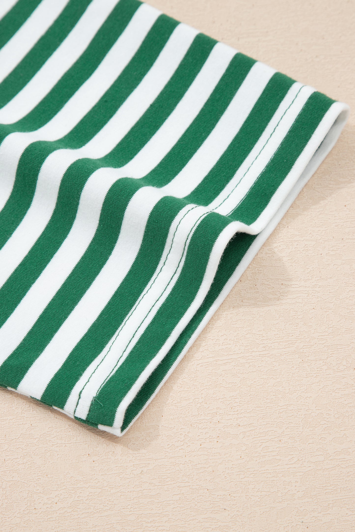 Green Stripe Drop Shoulder Boxy Casual Terry Short Set-Two Piece Sets/Short Sets-[Adult]-[Female]-2022 Online Blue Zone Planet