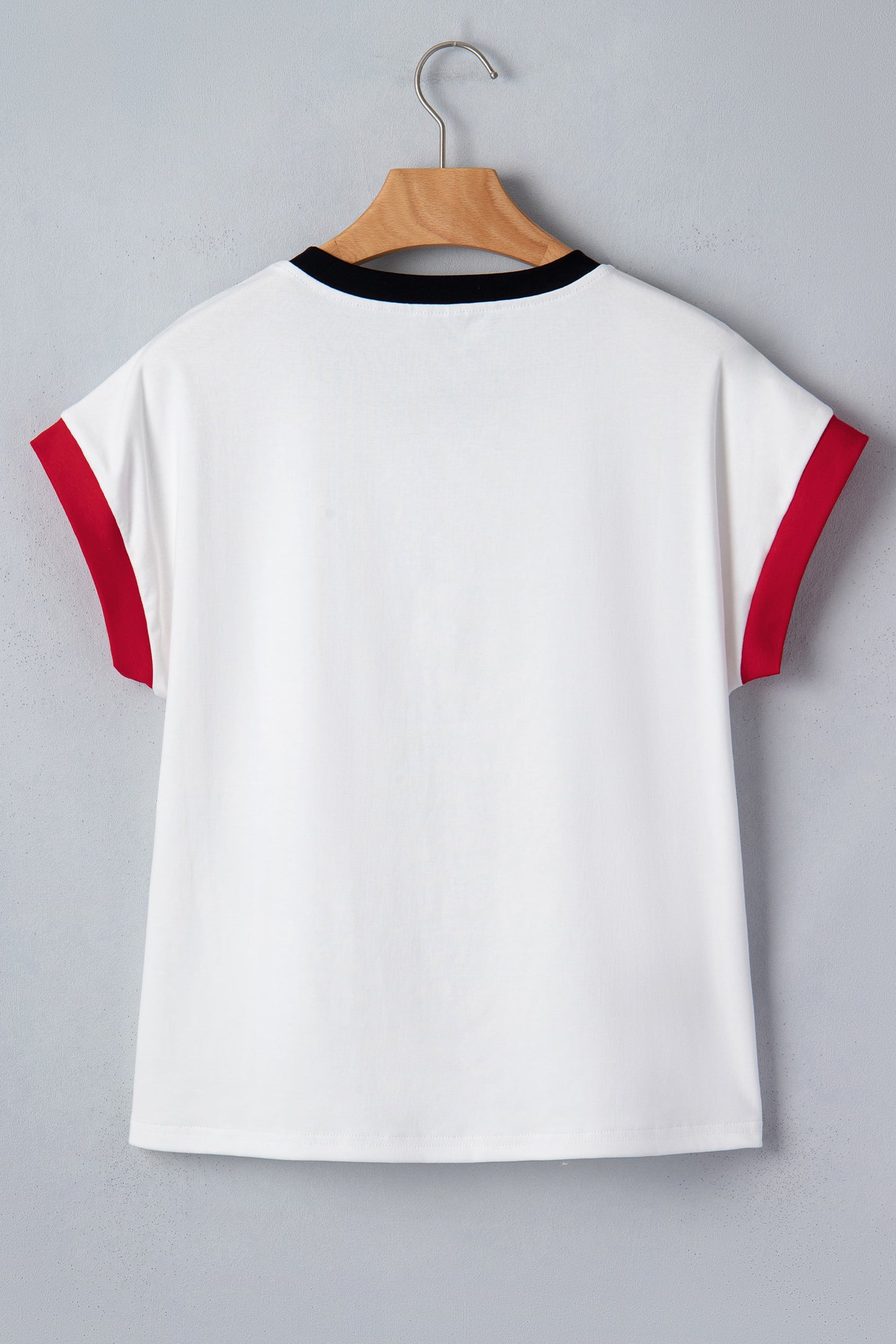 White Usa Sequin Color Block Trim Loose T Shirt-Tops/Tops & Tees-[Adult]-[Female]-2022 Online Blue Zone Planet
