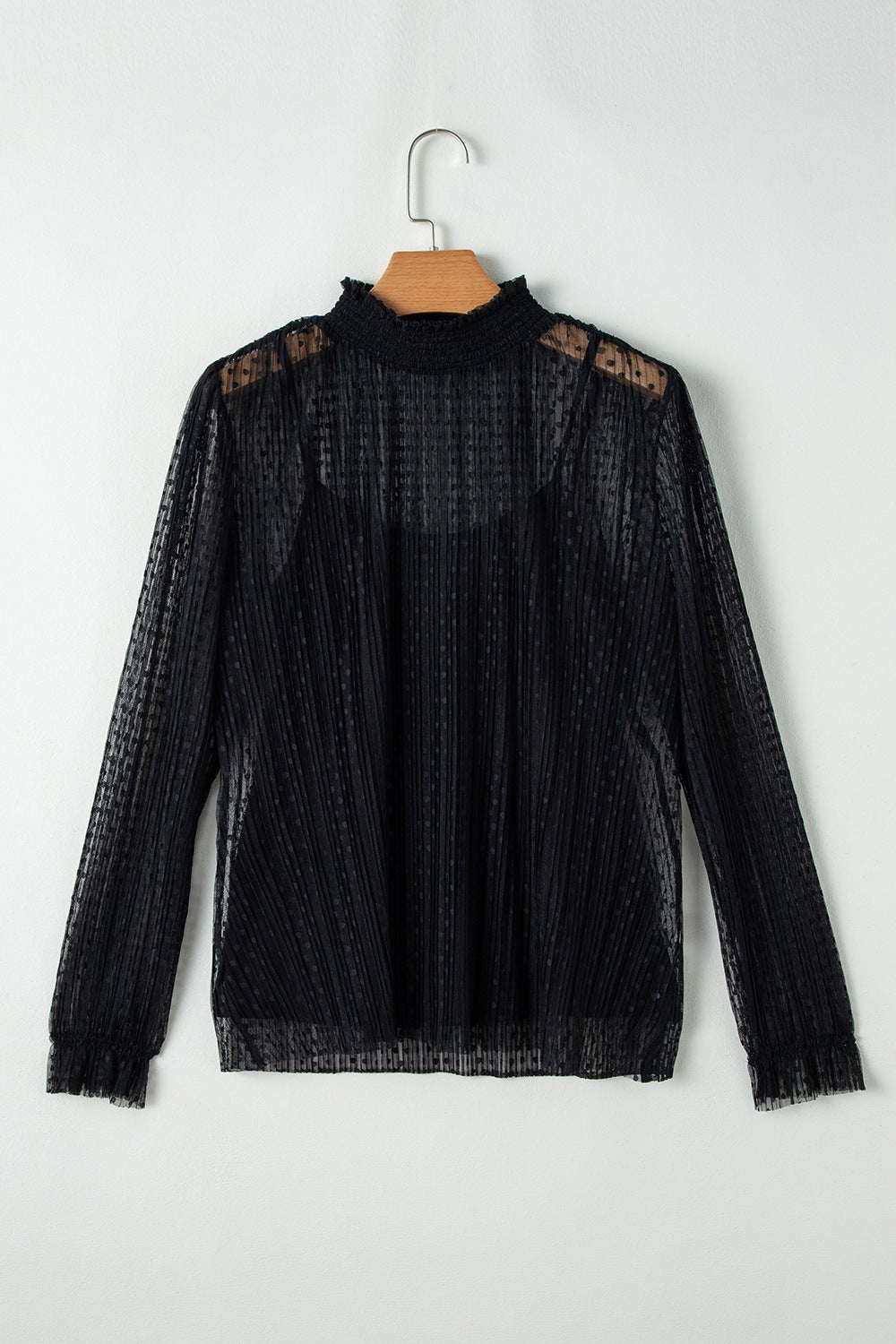 cami and Lace Sheer Mock Neck Long Sleeve Blouse-TOPS / DRESSES-[Adult]-[Female]-2022 Online Blue Zone Planet