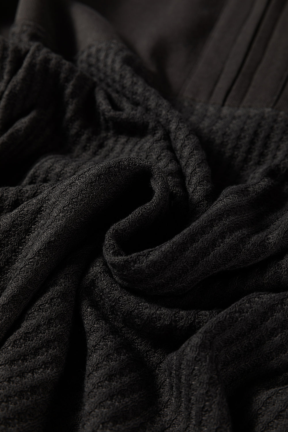 Carbon Grey Waffle Knit Patchwork Half Zipped Casual Sweatshirt-Tops/Sweatshirts & Hoodies-[Adult]-[Female]-2022 Online Blue Zone Planet