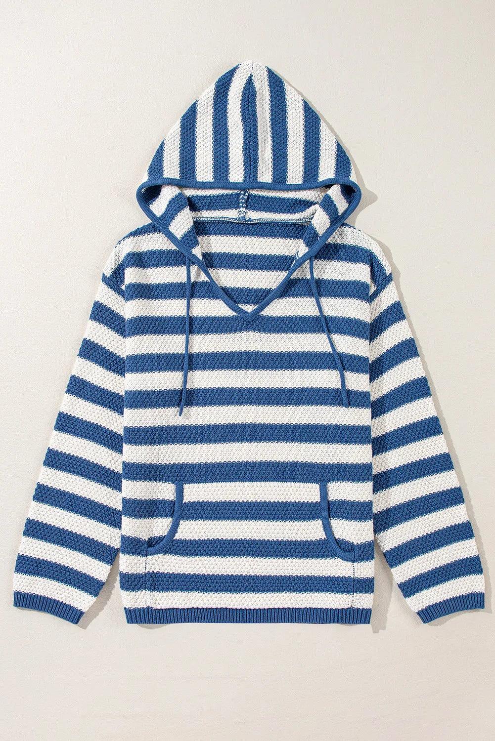 Blue Zone Planet | Drawstring Striped Long Sleeve Hooded Sweater-TOPS / DRESSES-[Adult]-[Female]-2022 Online Blue Zone Planet