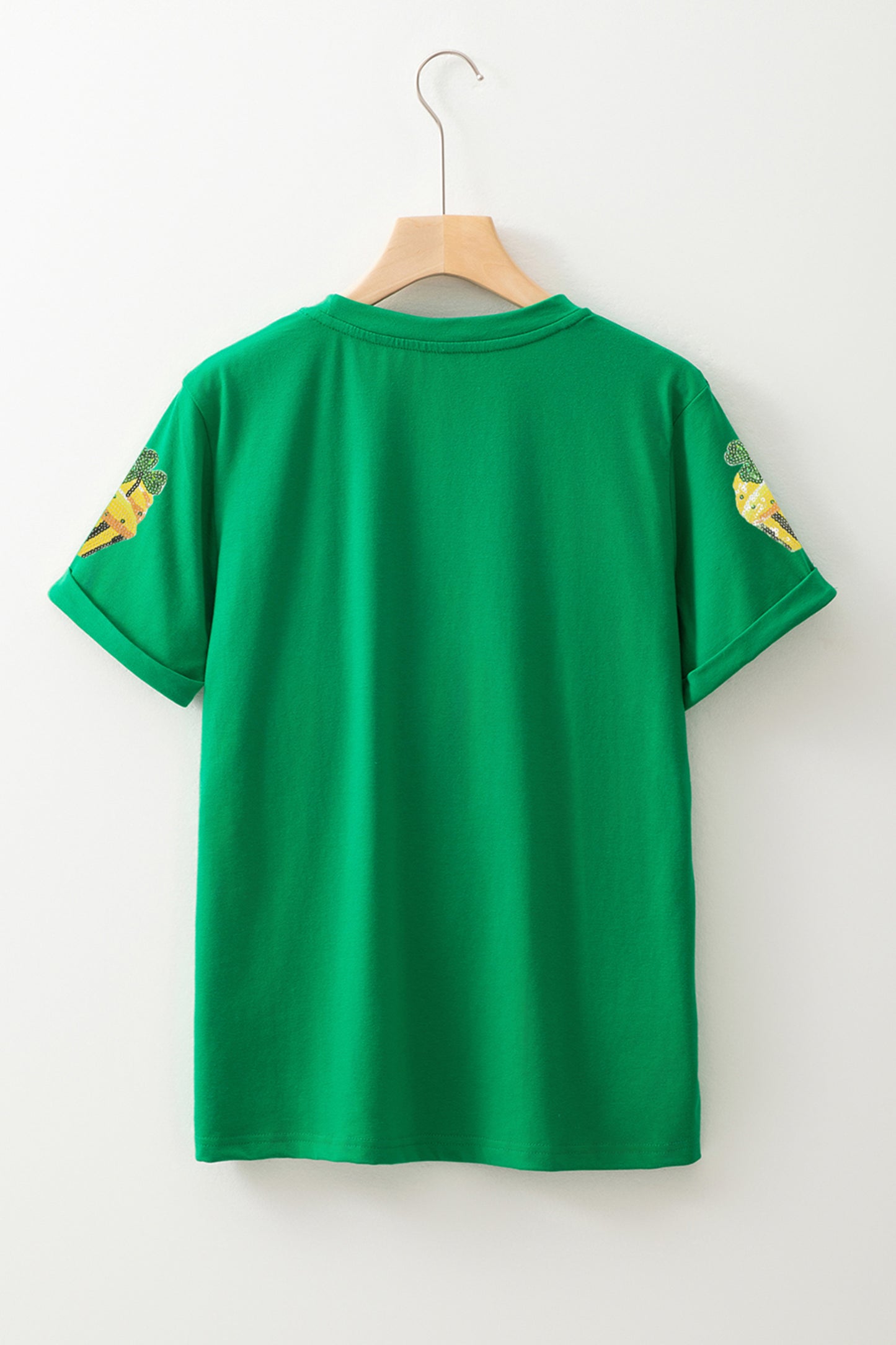 Bright Green St Patricks Day Sequin Cupcake Graphic T Shirt-Graphic/Graphic Tees-[Adult]-[Female]-2022 Online Blue Zone Planet