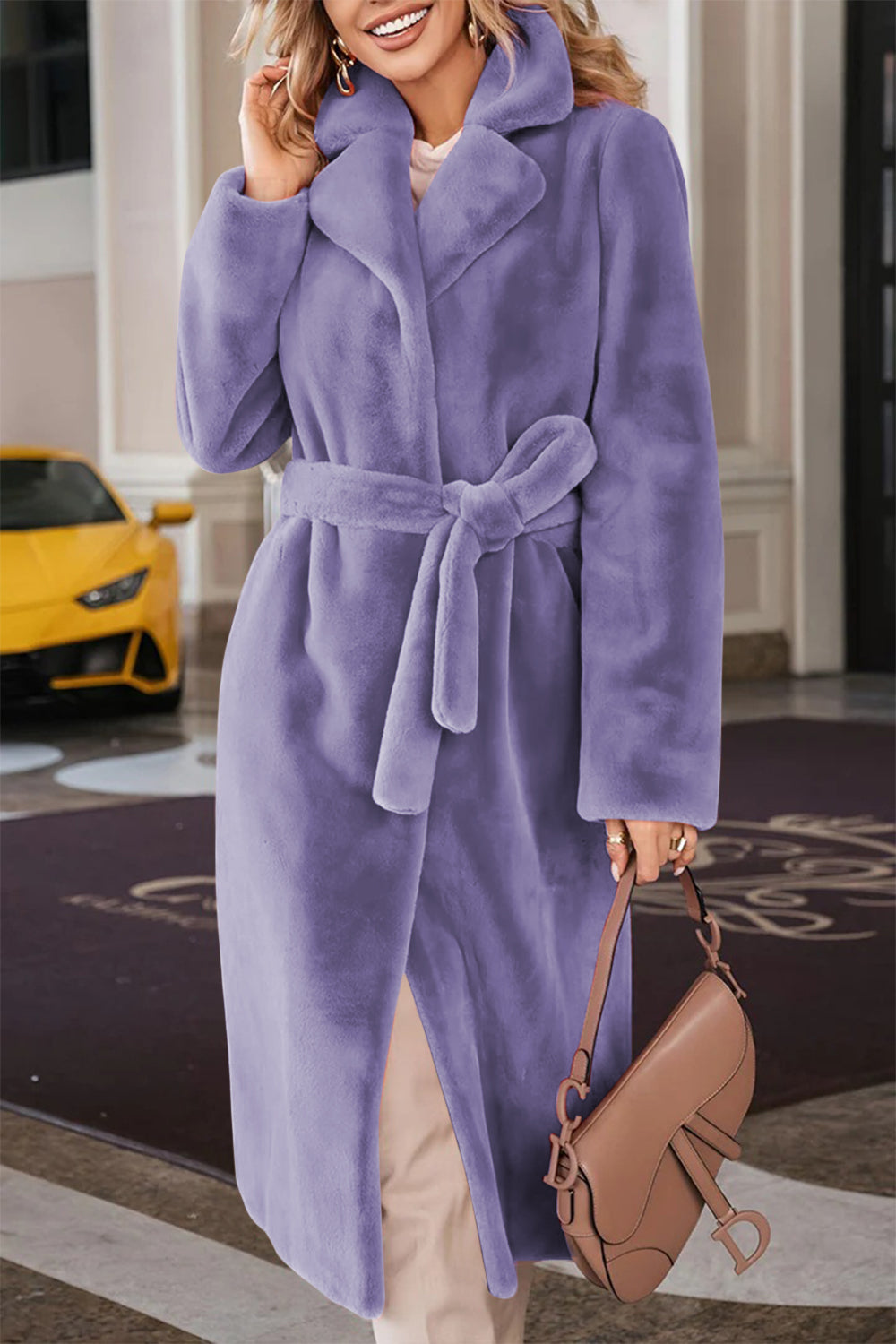 Blue Zone Planet | Full Size Fuzzy Tied Collared Neck Coat-TOPS / DRESSES-[Adult]-[Female]-2022 Online Blue Zone Planet