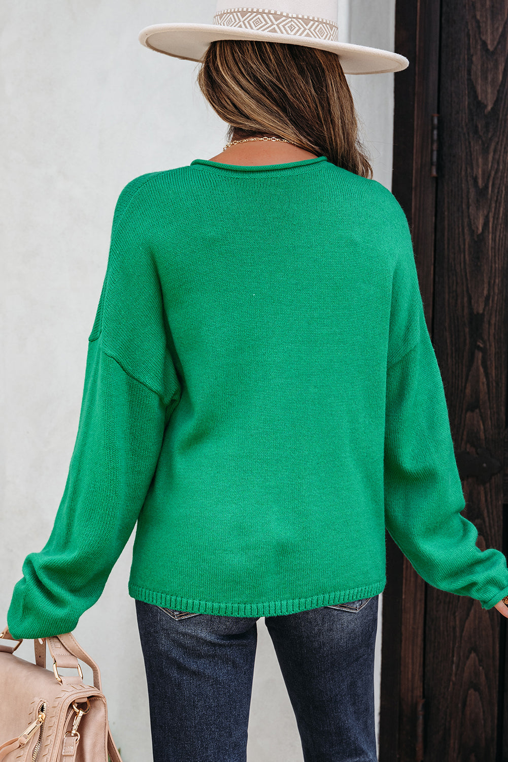 Bright Green Solid Color Knit Button Drop Shoulder Sweater Cardigan-TOPS / DRESSES-[Adult]-[Female]-2022 Online Blue Zone Planet