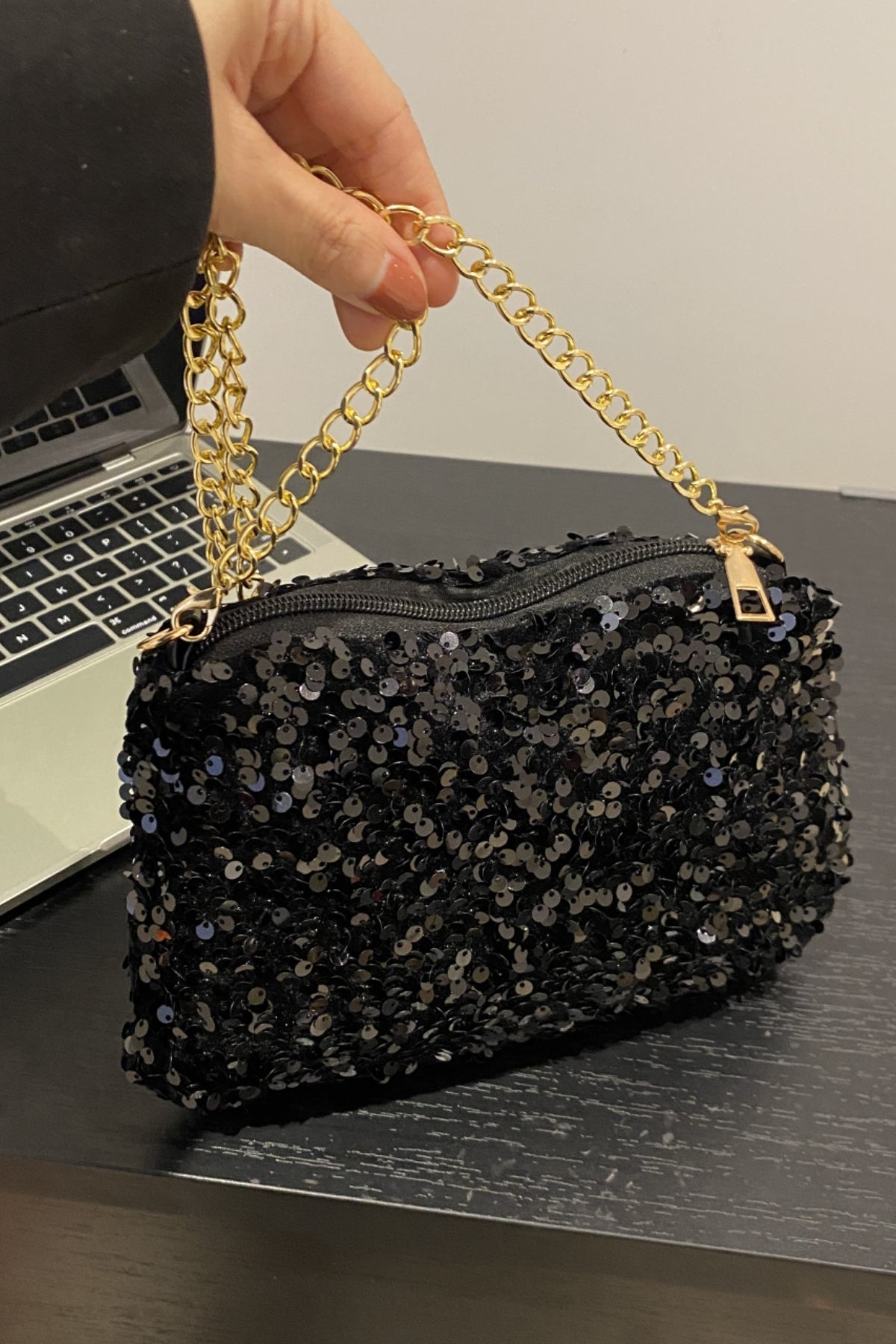 Sequin Removable Strap Shoulder Bag-HANDBAGS-[Adult]-[Female]-2022 Online Blue Zone Planet