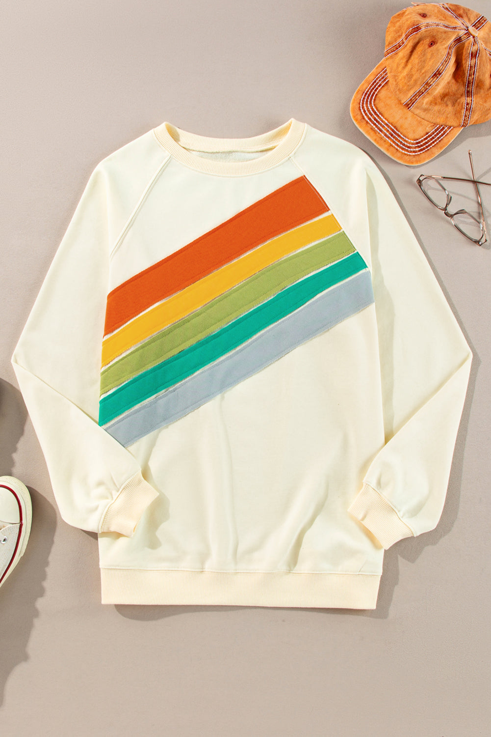 Blue Zone Planet |  Black Rainbow Colorblock Pullover Sweatshirt