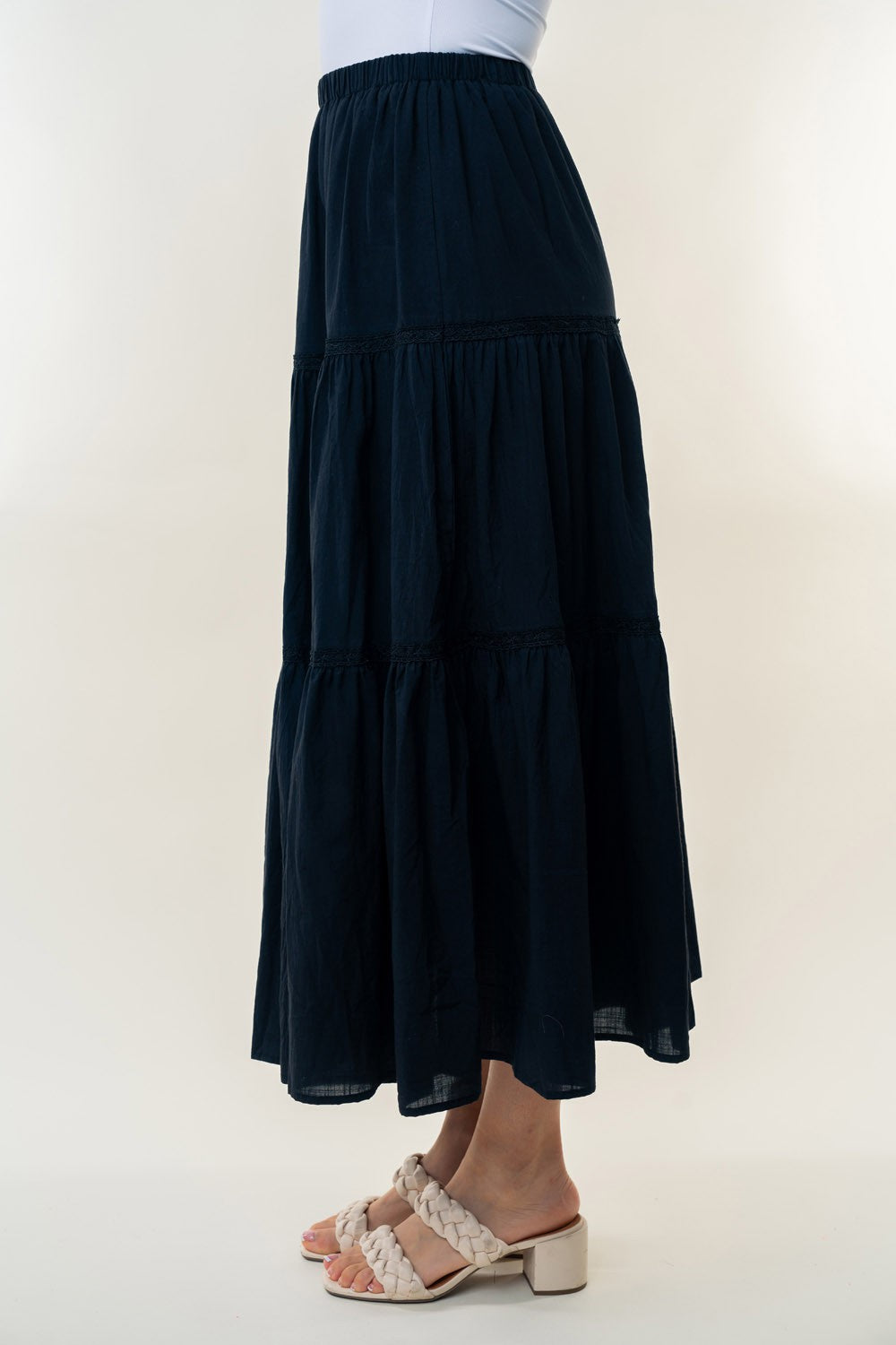 White Birch High Waisted Tiered Maxi Skirt-BOTTOMS SIZES SMALL MEDIUM LARGE-[Adult]-[Female]-2022 Online Blue Zone Planet