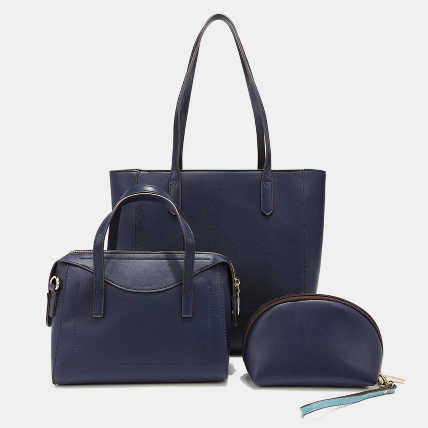 Nicole Lee USA 3-Piece Color Block Handbag Set-HANDBAGS-[Adult]-[Female]-2022 Online Blue Zone Planet