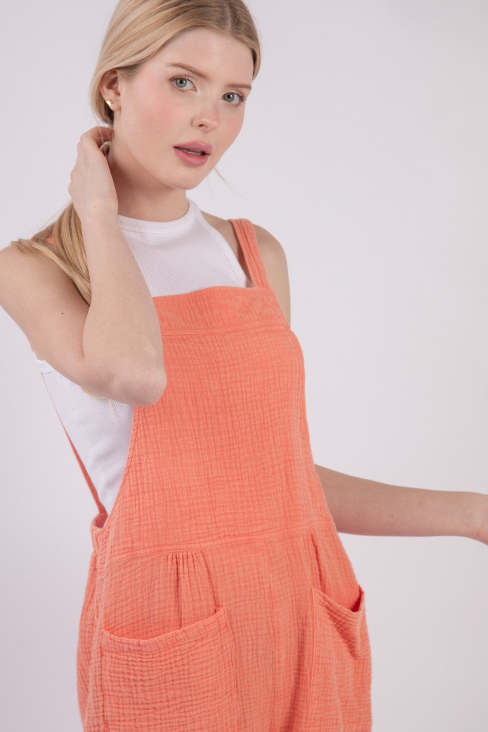 VERY J Sleeveless Double Gauze Overalls with Pockets-TOPS / DRESSES-[Adult]-[Female]-2022 Online Blue Zone Planet