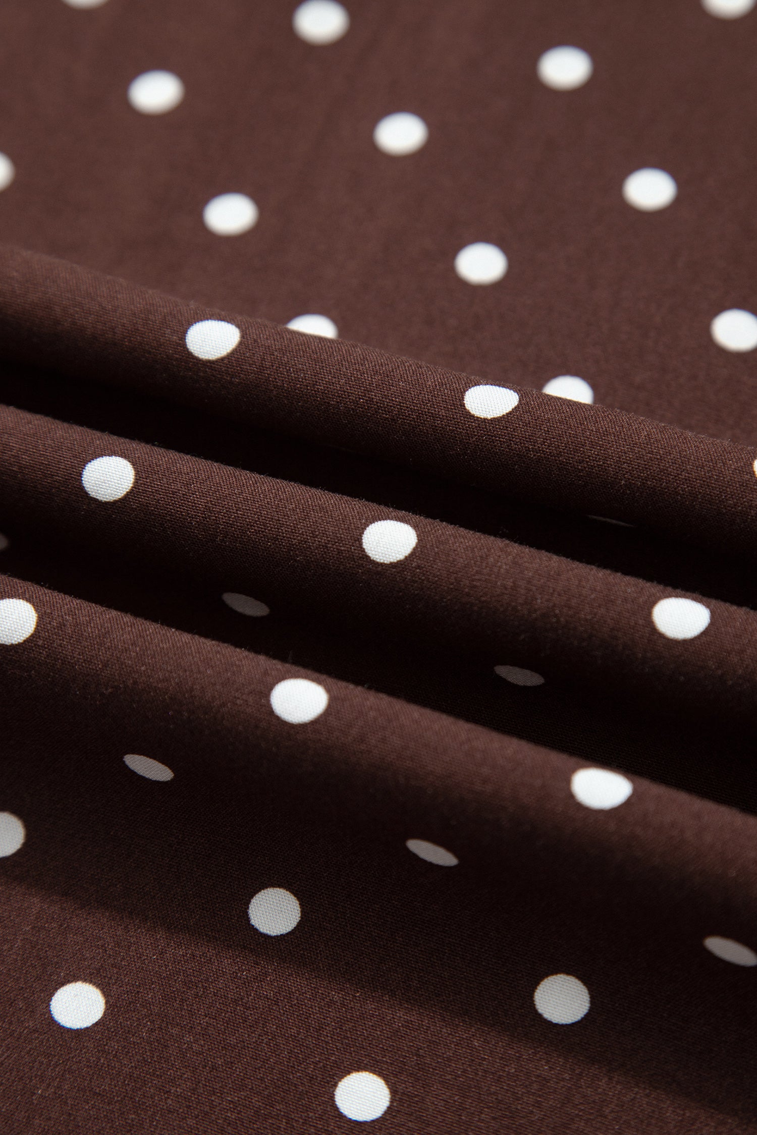Brown Polka Dot Lace Hem Elegant Long Shift Skirt-Bottoms/Skirts & Petticoat-[Adult]-[Female]-2022 Online Blue Zone Planet