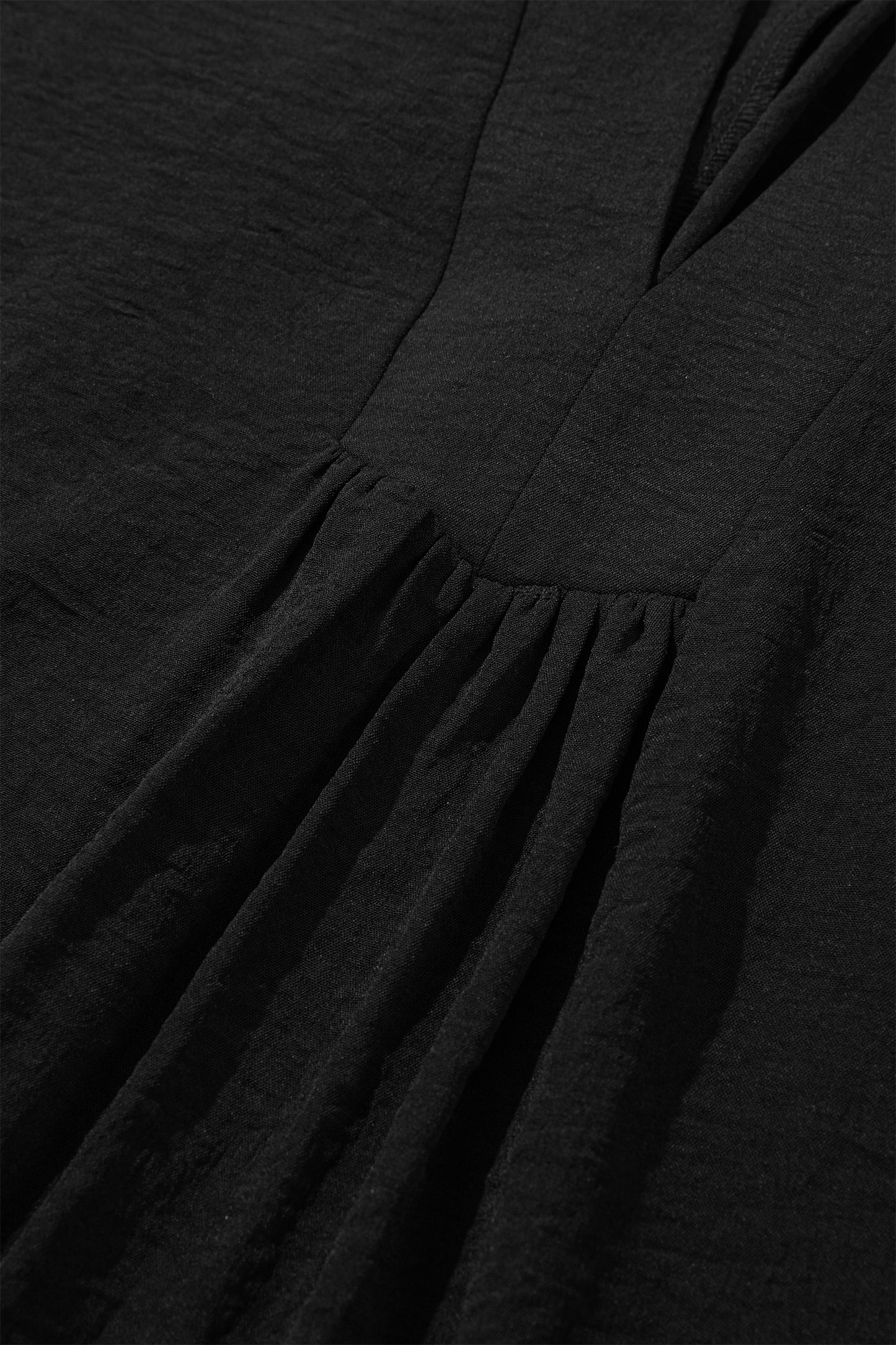 Black Plus Size Solid Color Notched Neck Short Sleeve Loose Dress-TOPS / DRESSES-[Adult]-[Female]-2022 Online Blue Zone Planet