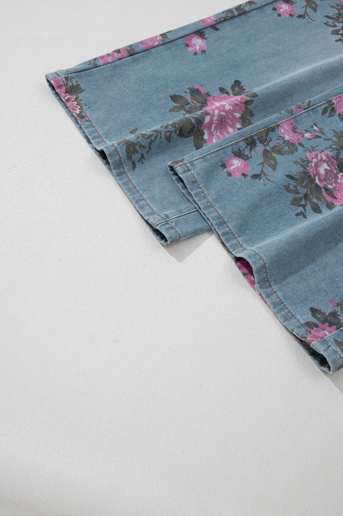 Sky Blue Garden Floral Print Bootcut Jeans-Bottoms/Jeans-[Adult]-[Female]-2022 Online Blue Zone Planet